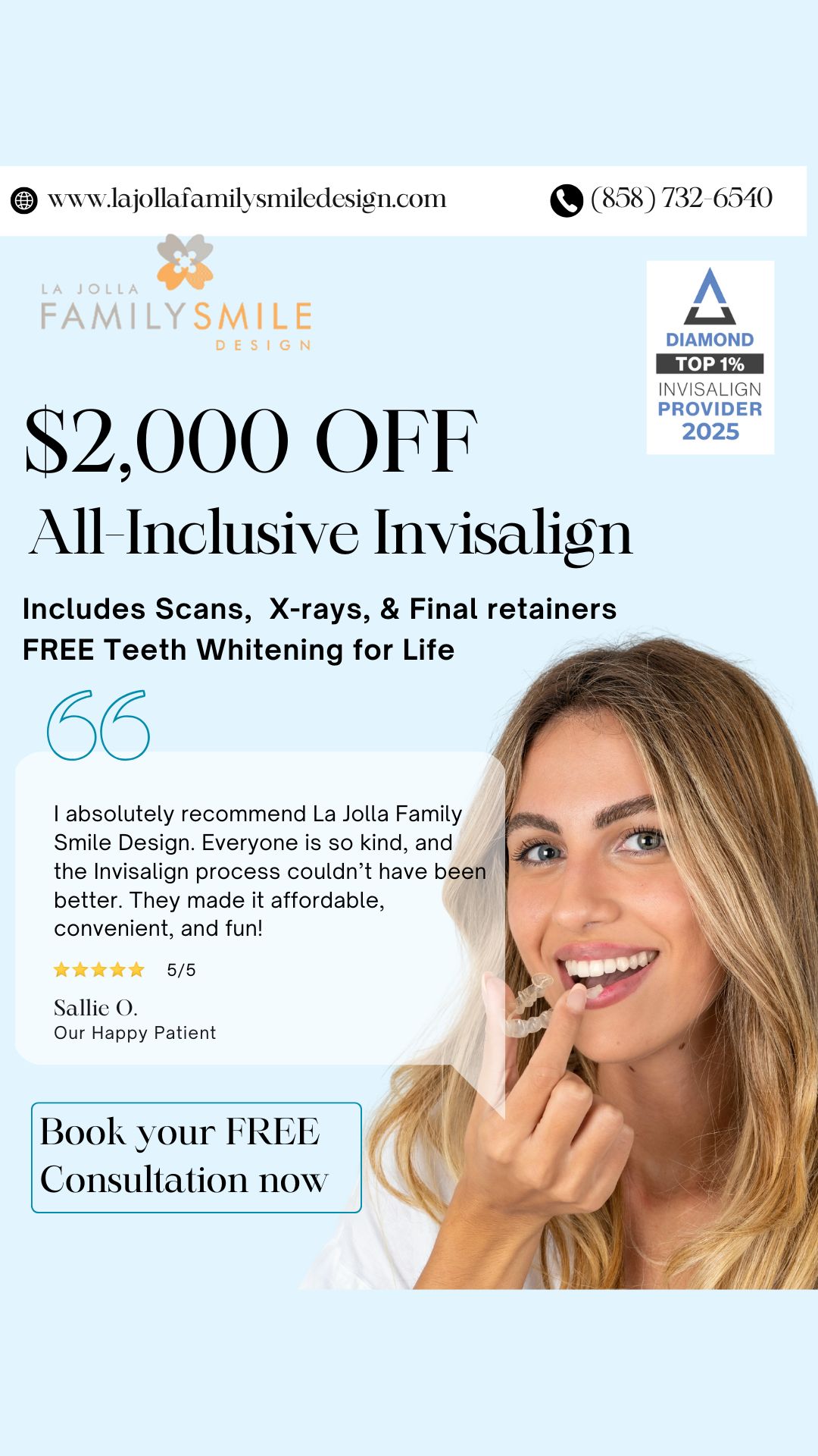 La Jolla Family Smile Design Facebook ad from Aug 25, 2025