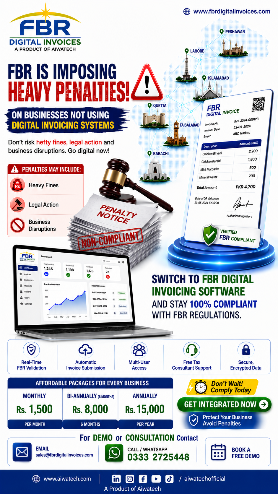 Aiwatech Facebook ad: FBR Digital Invoicing, Get Compliant