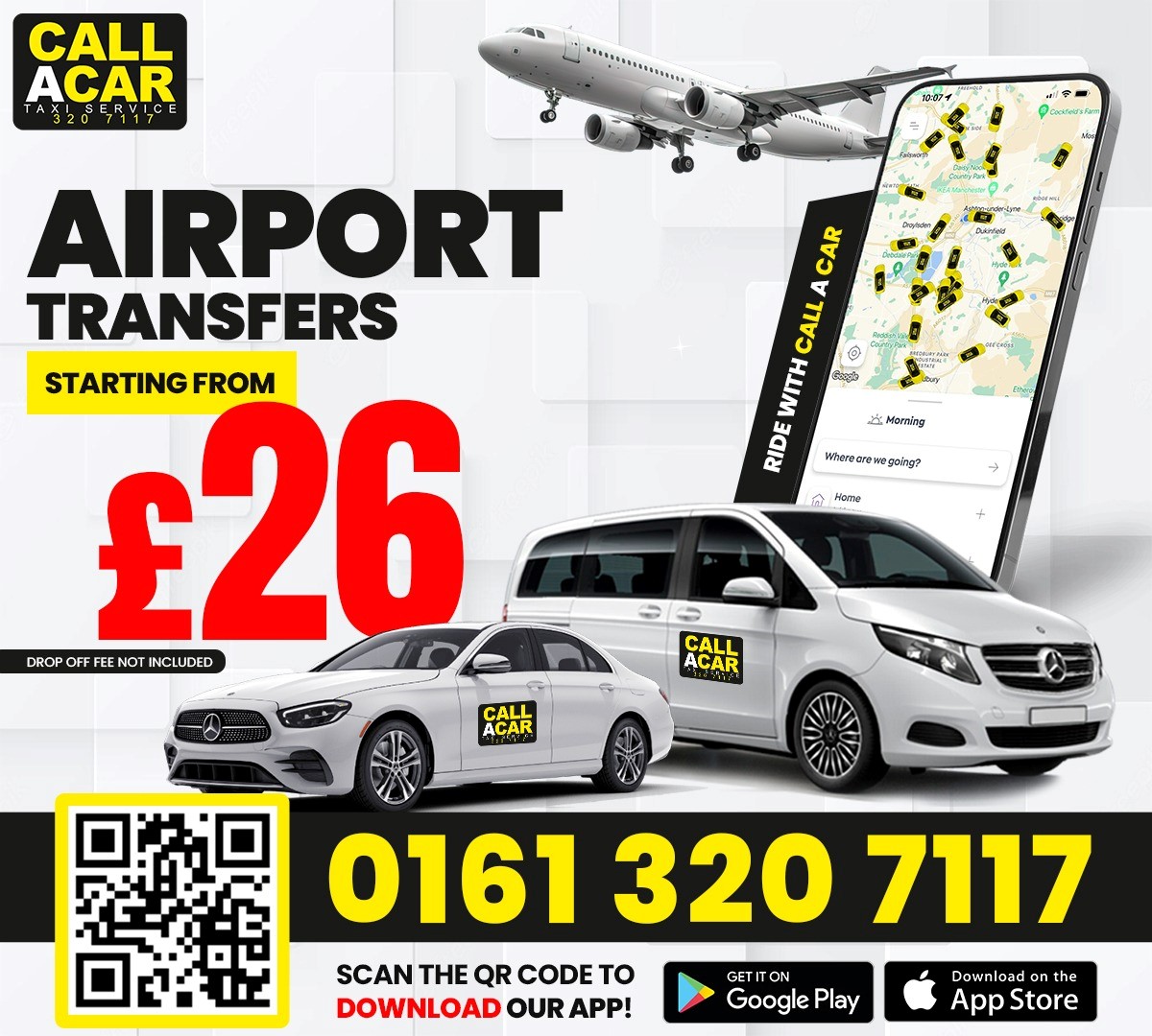 Call A Car Taxis Manchester Facebook ad: Airport Transfers
