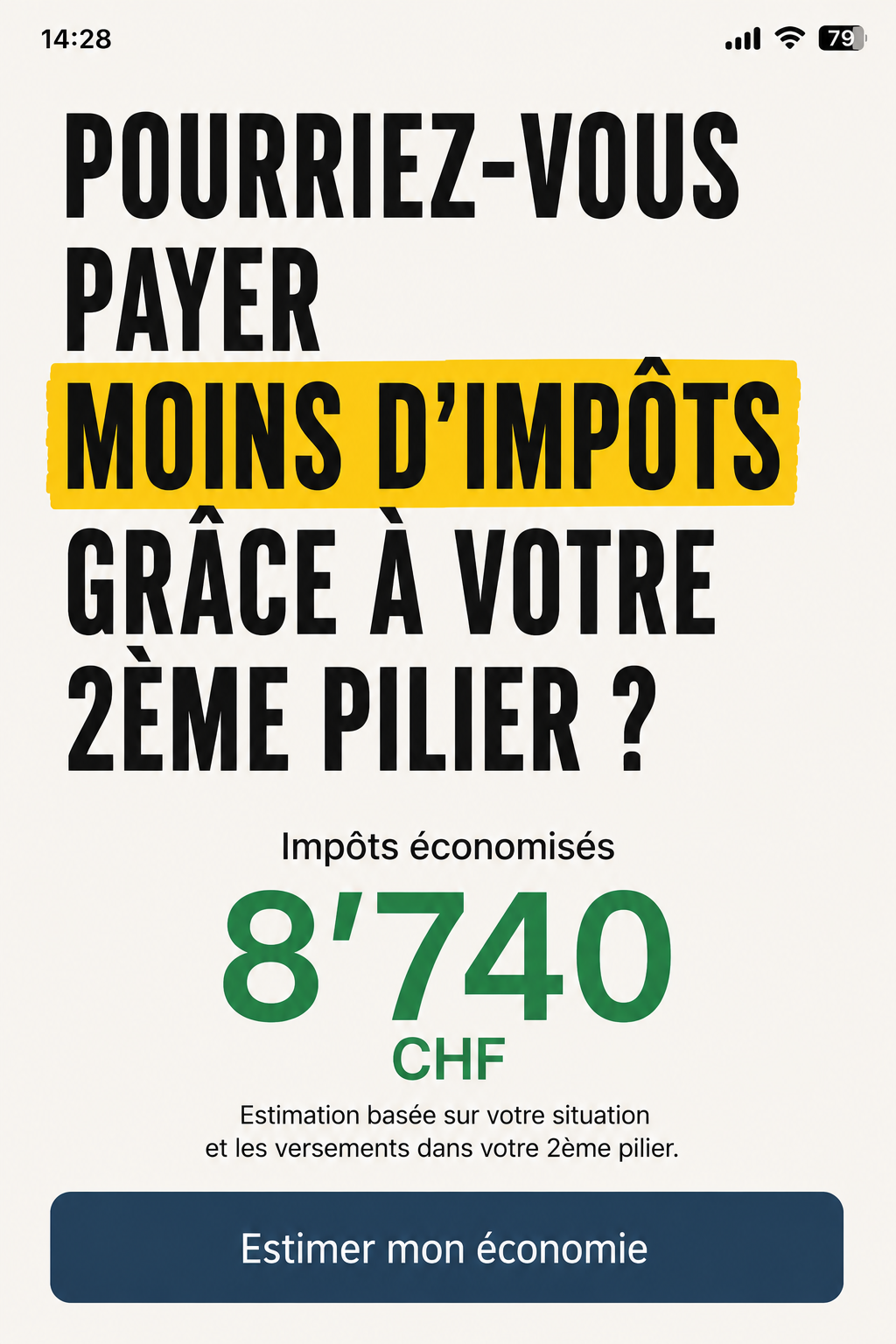 Mon Patrimoine Suisse Facebook ad: Pourriez-vous payer moins d'impôts grâce à votre LPP?