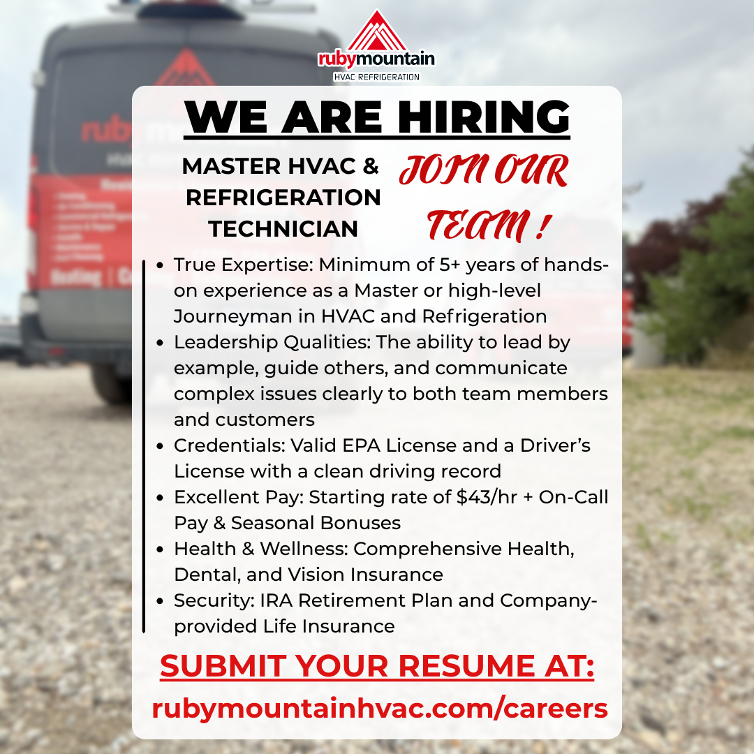 Ruby Mountain HVAC Facebook ad: Join Our Team Today!