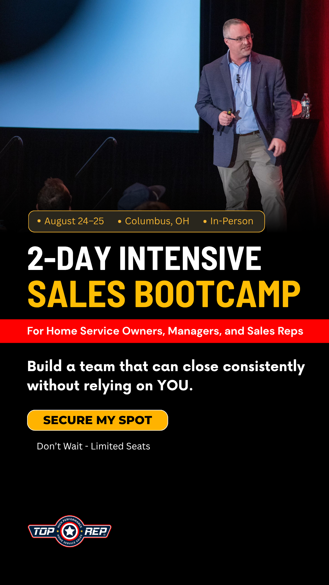 TOP REP Sales Training Facebook ad from Jul 24, 2026