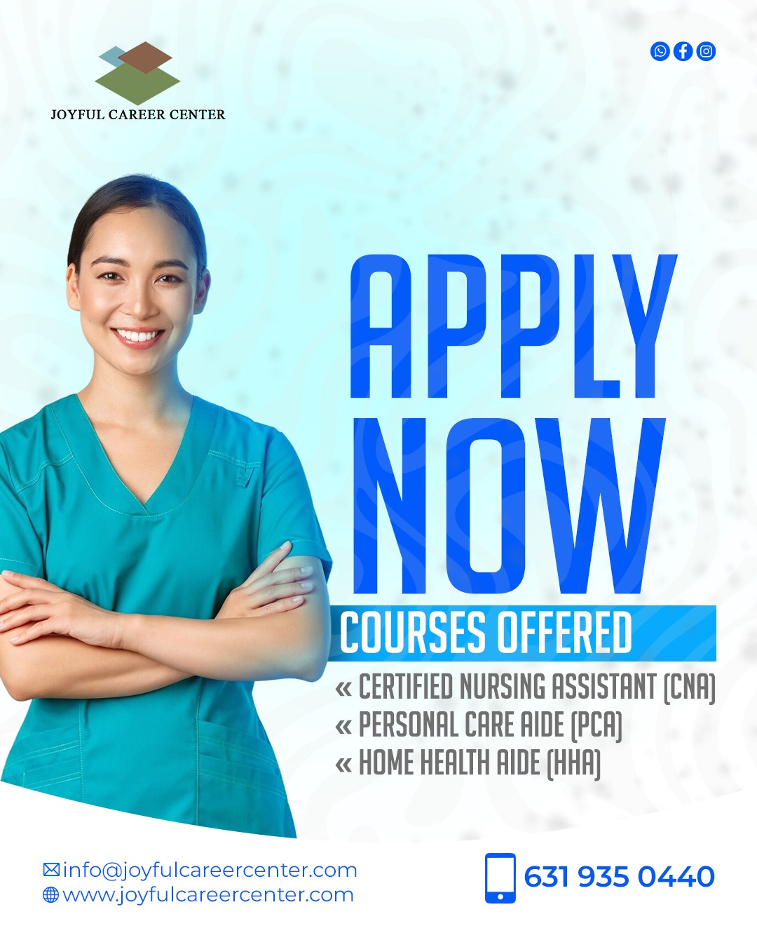 Joyful Career Center NY Facebook ad: Now Accepting Applicants