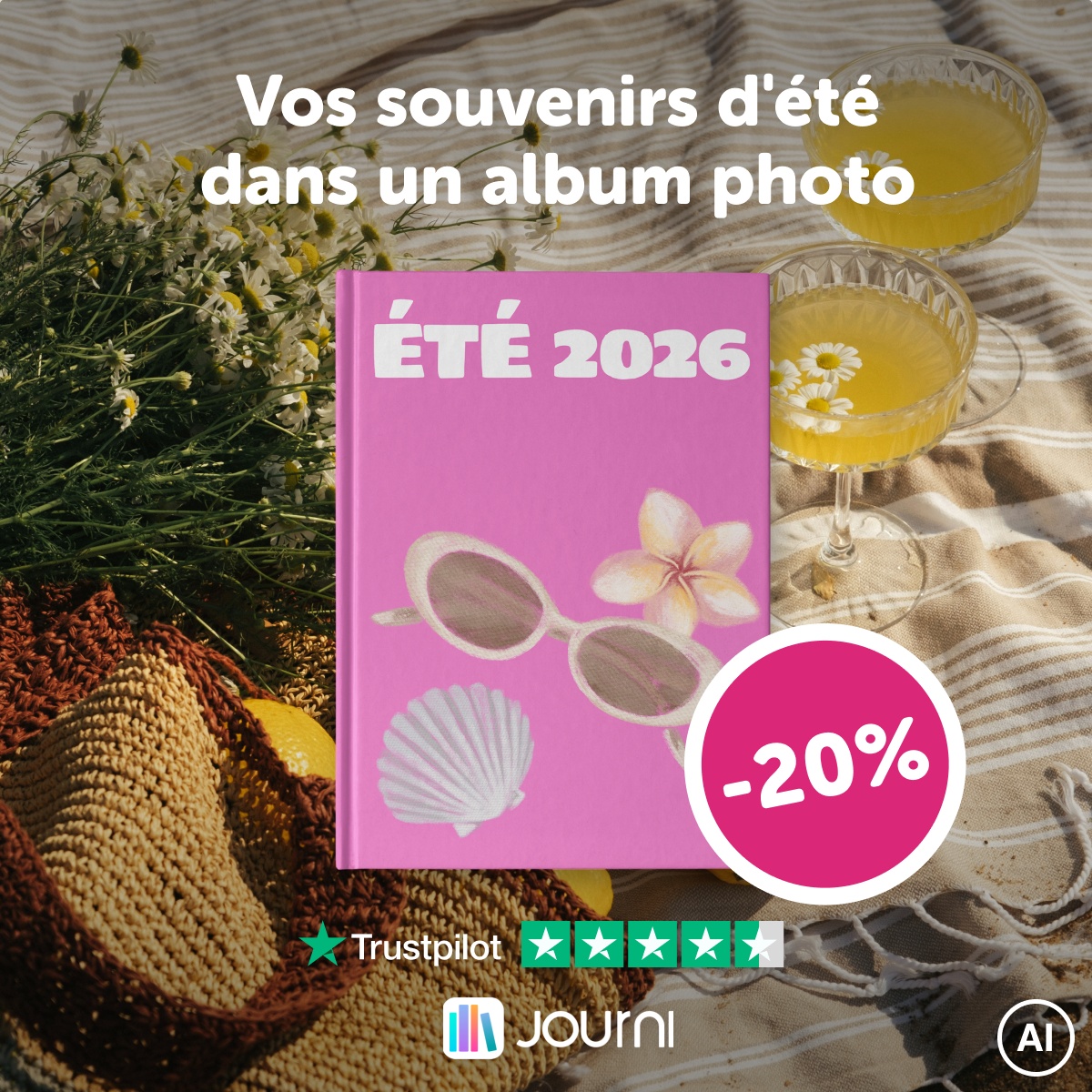 Journi - Smart Photo Journal & Photo Book Facebook ad: Souvenirs d'été avec Journi