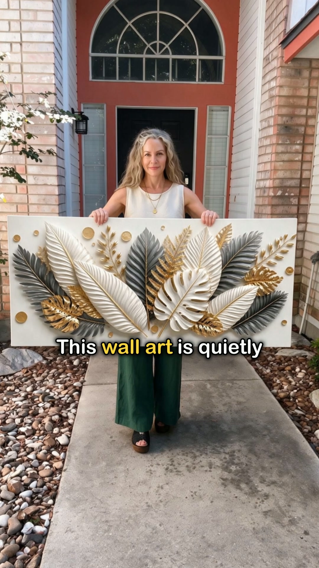 Tailored Canvases - Personalized Art Facebook ad: Golden Tropical Leaves | Made in the USA | Ships Fast