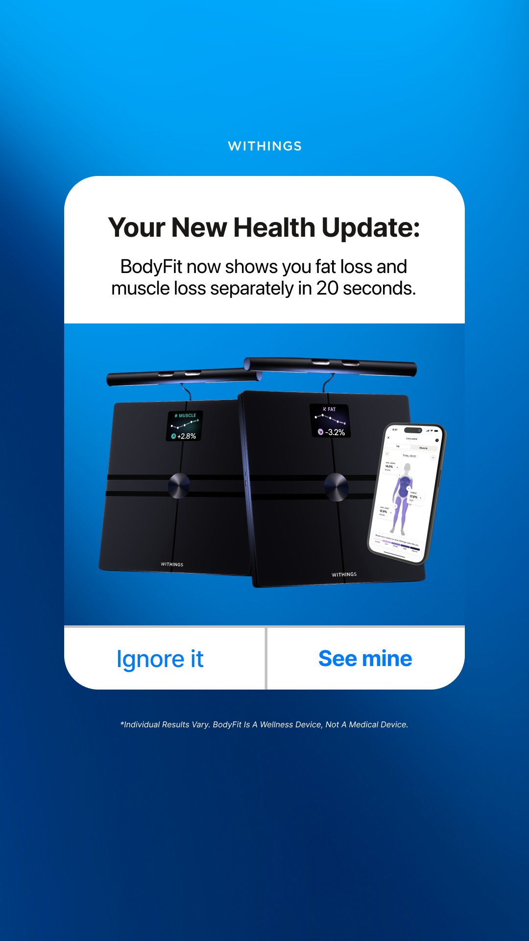 Withings Facebook ad: Fat Or Muscle? Now You'll Know