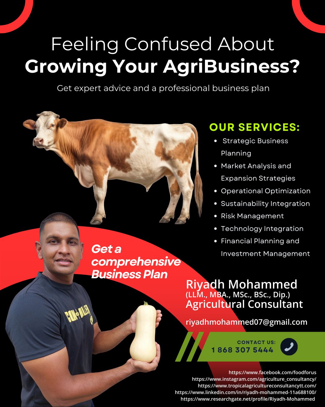 Riyadh Mohammed Facebook ad: Need an Agriculture Consultation or Business Plan?