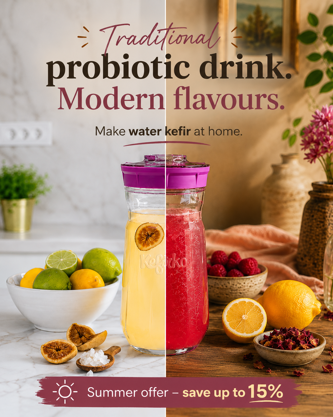 Kefirko Facebook ad: Make Water Kefir at Home