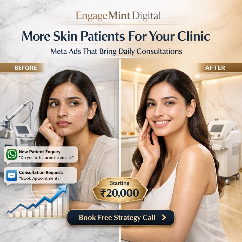 EngageMint Digital Facebook ad: Many dermatology clinics struggle with empty appointment…