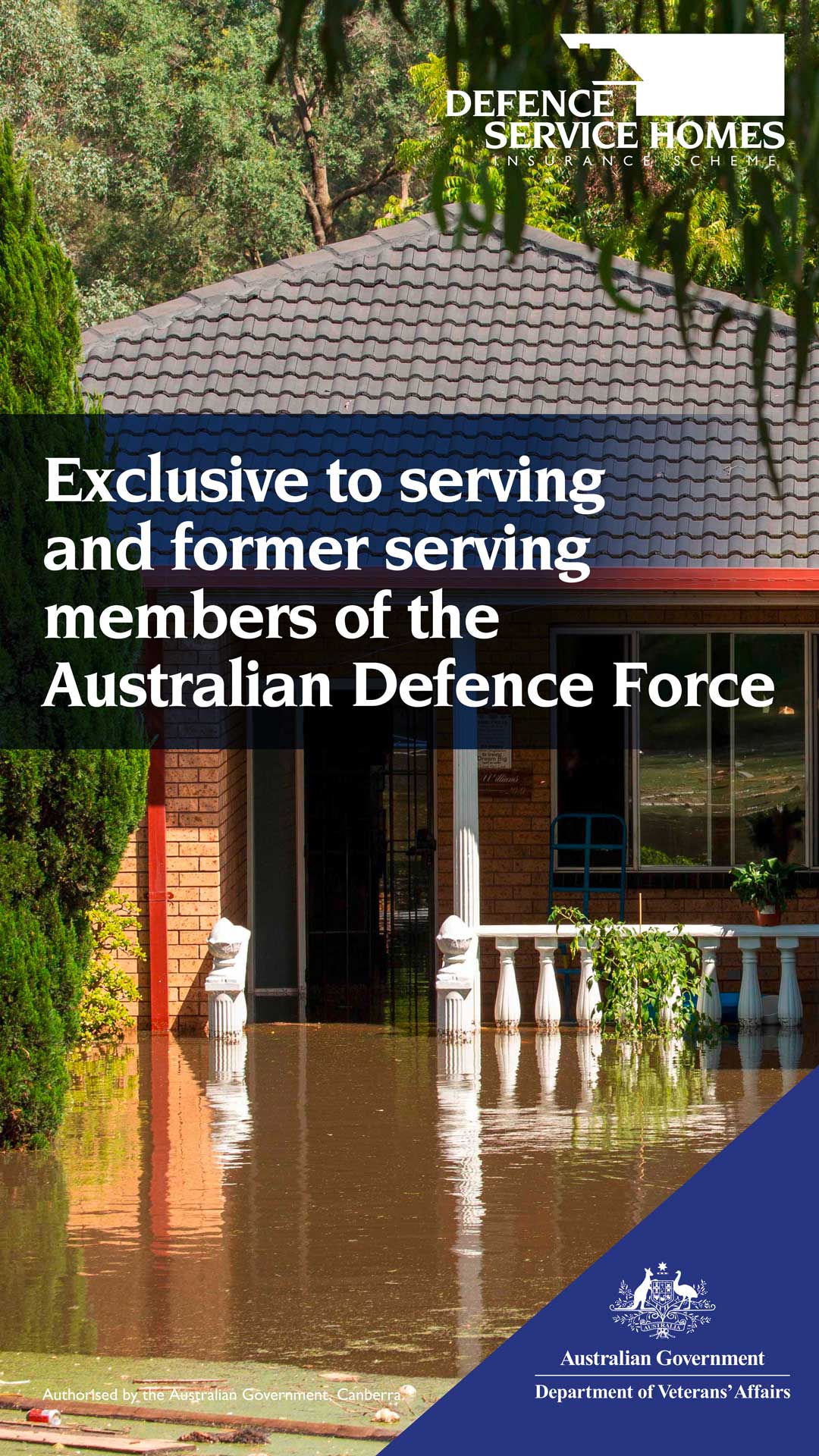 Australian Government Department of Veterans' Affairs Facebook ad: Protection against flood, fires, and storms.