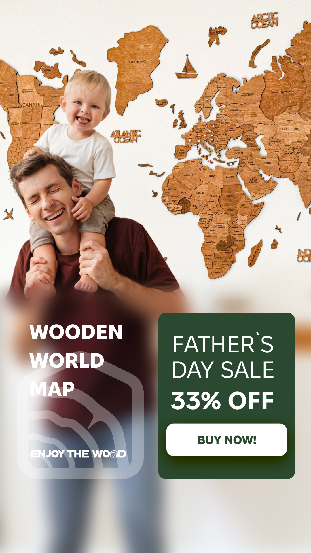Wooden World Maps Facebook ad