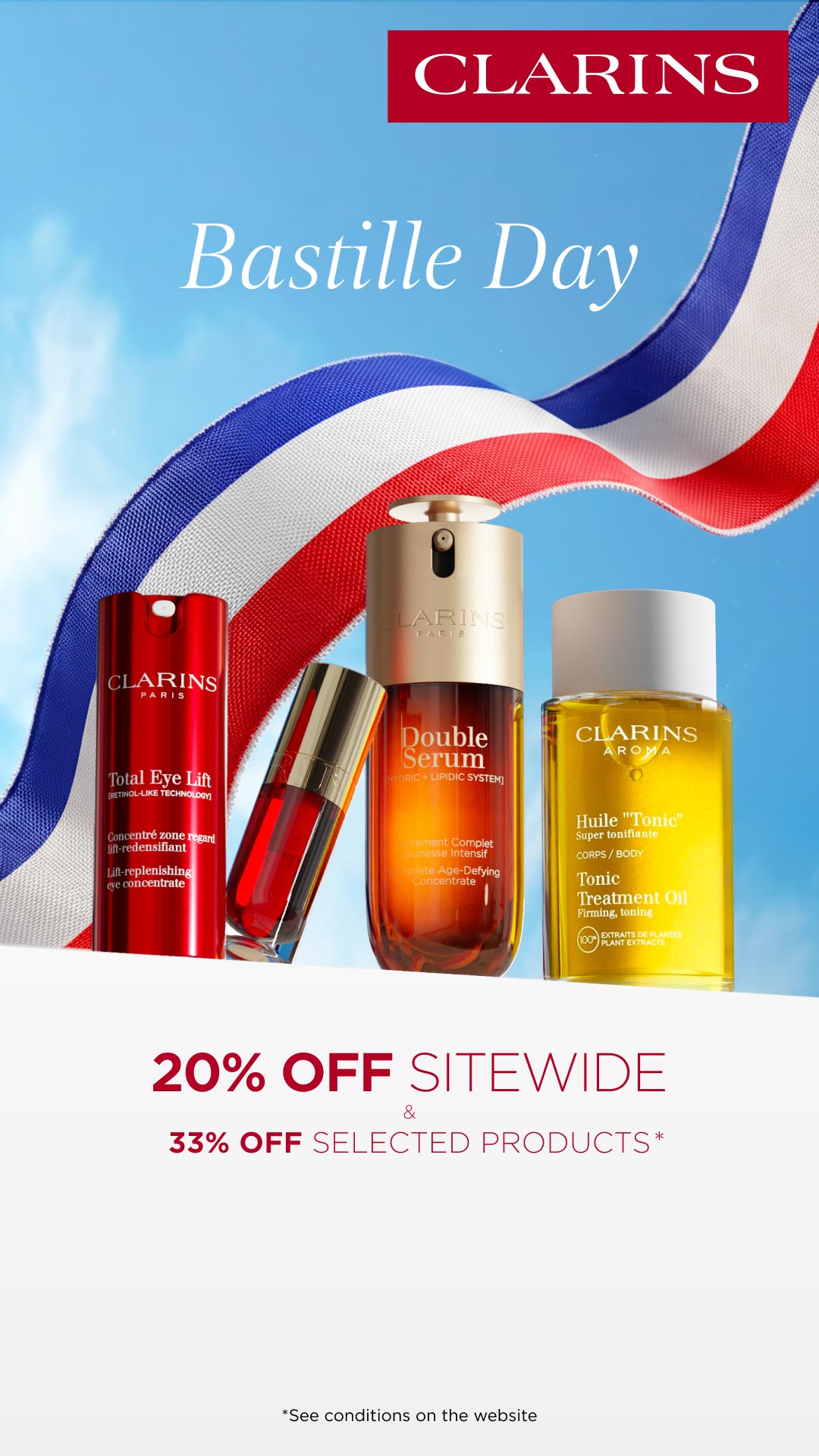Clarins Facebook ad from Jul 10, 2026