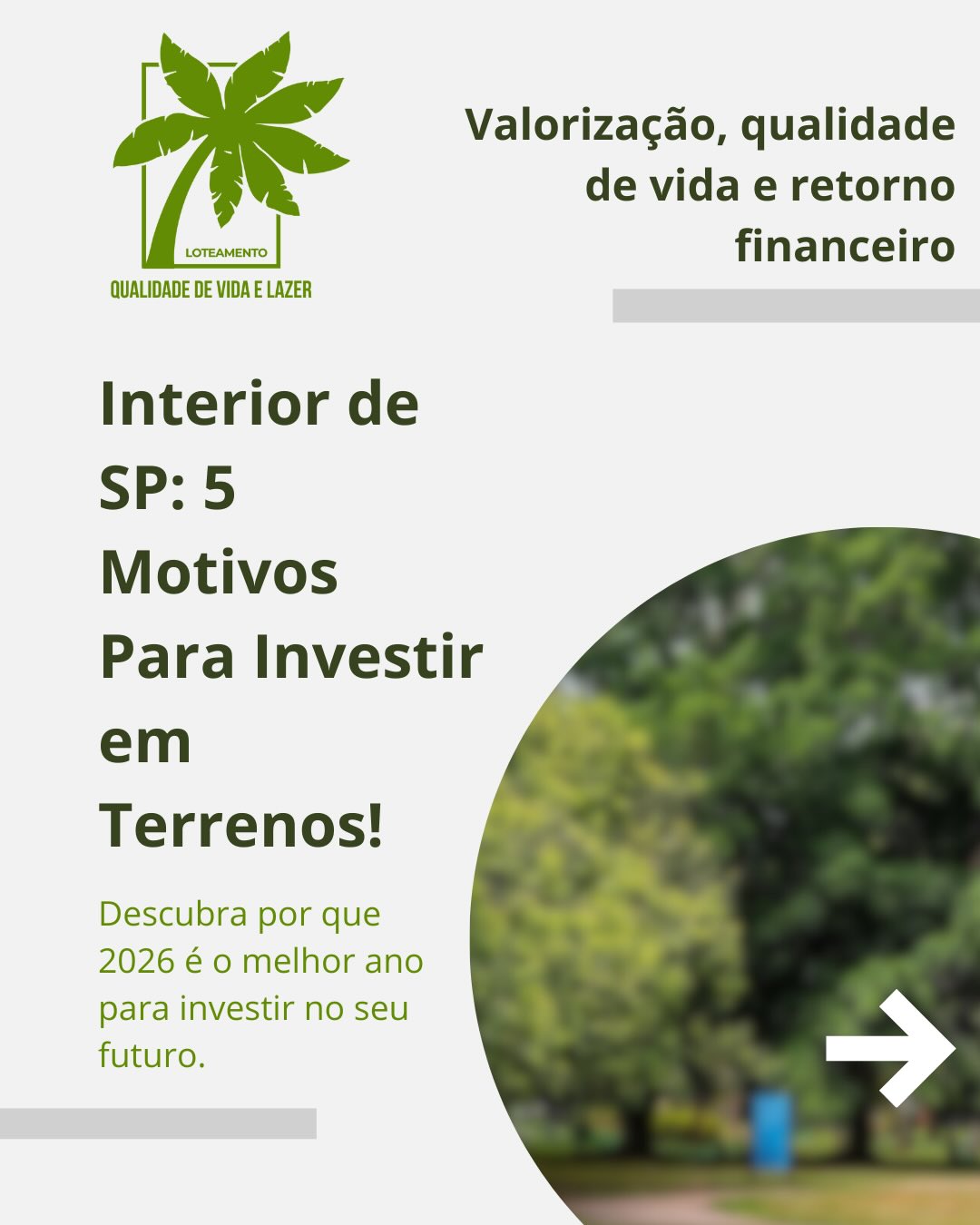 Loteamento - Qualidade de Vida e Lazer Facebook ad: Interior de SP: 5 motivos para investir em…