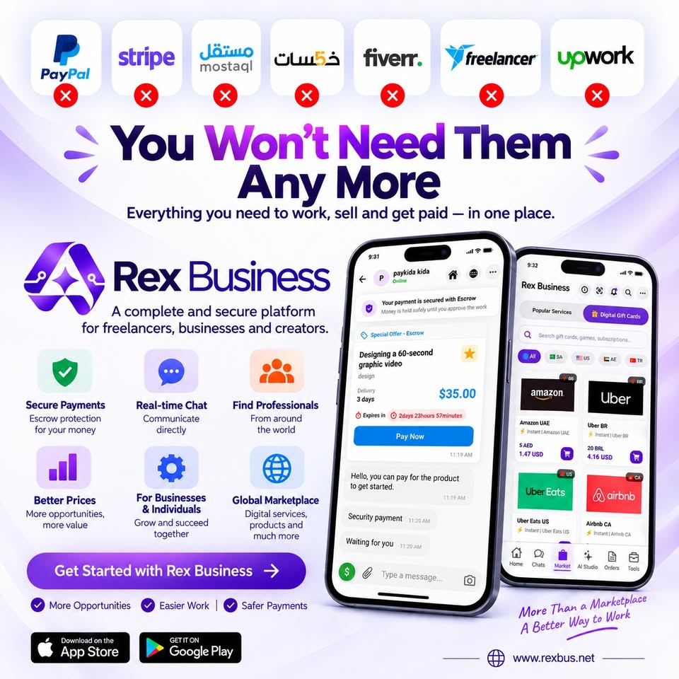 Rex Business Facebook ad: Rex Business | AI Business Marketplace & Secure Escrow…