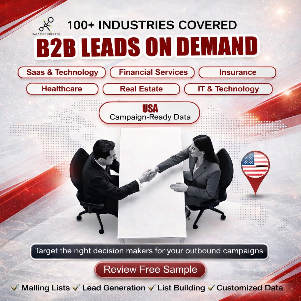 Data Publisher Pro Facebook ad: Custom B2B Contacts, 100+ Industries