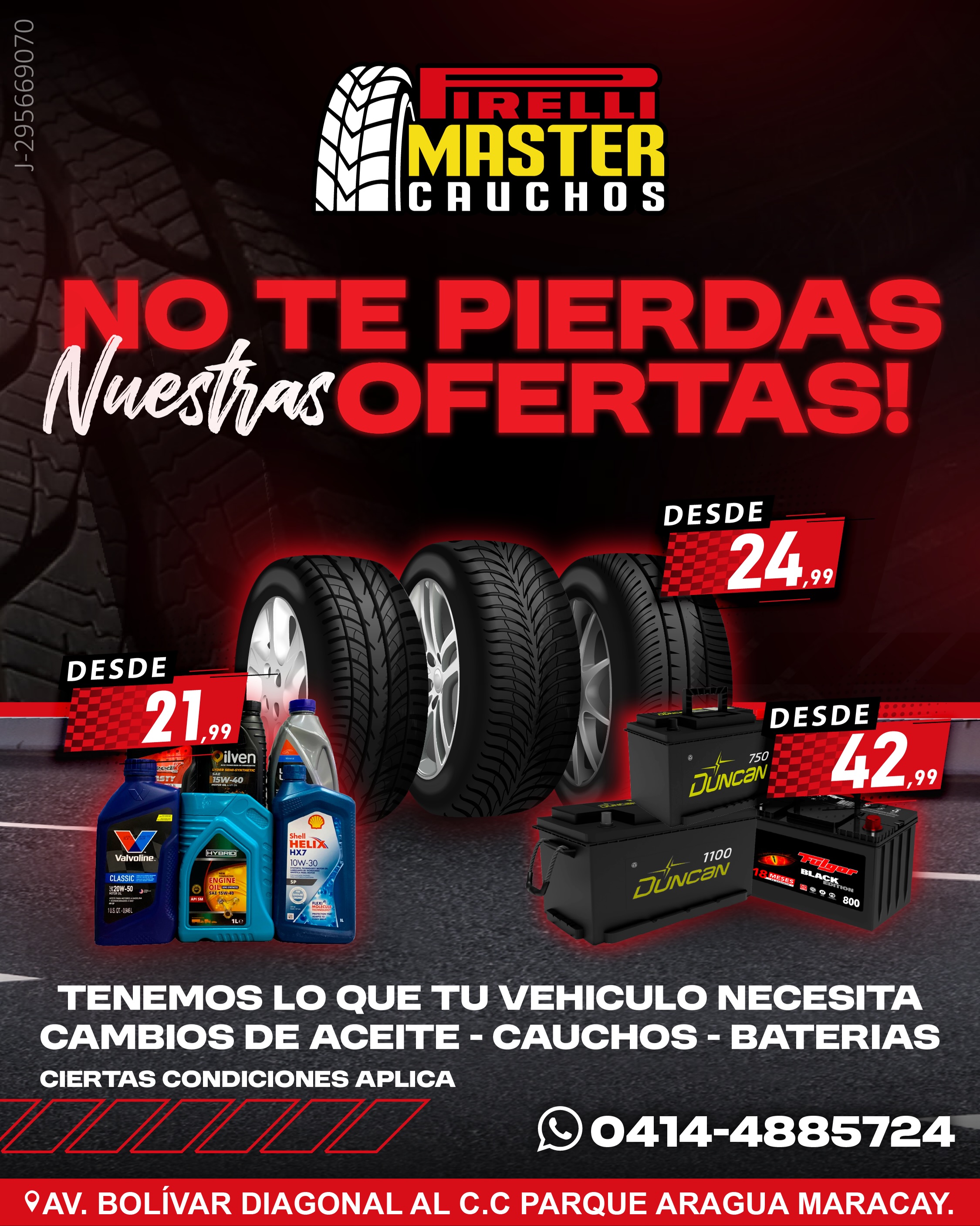 Master Cauchos Facebook ad: Tenemos lo mejor para tu vehículo, los mejores…