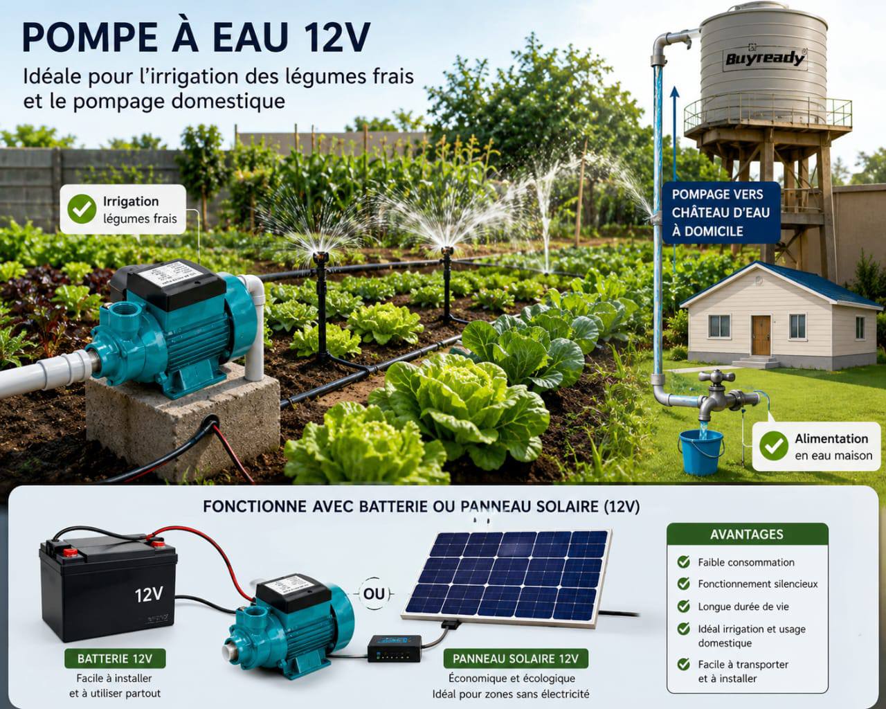 ONE STOP SHOP MDG Facebook ad: POMPE SOLAIRE 12V