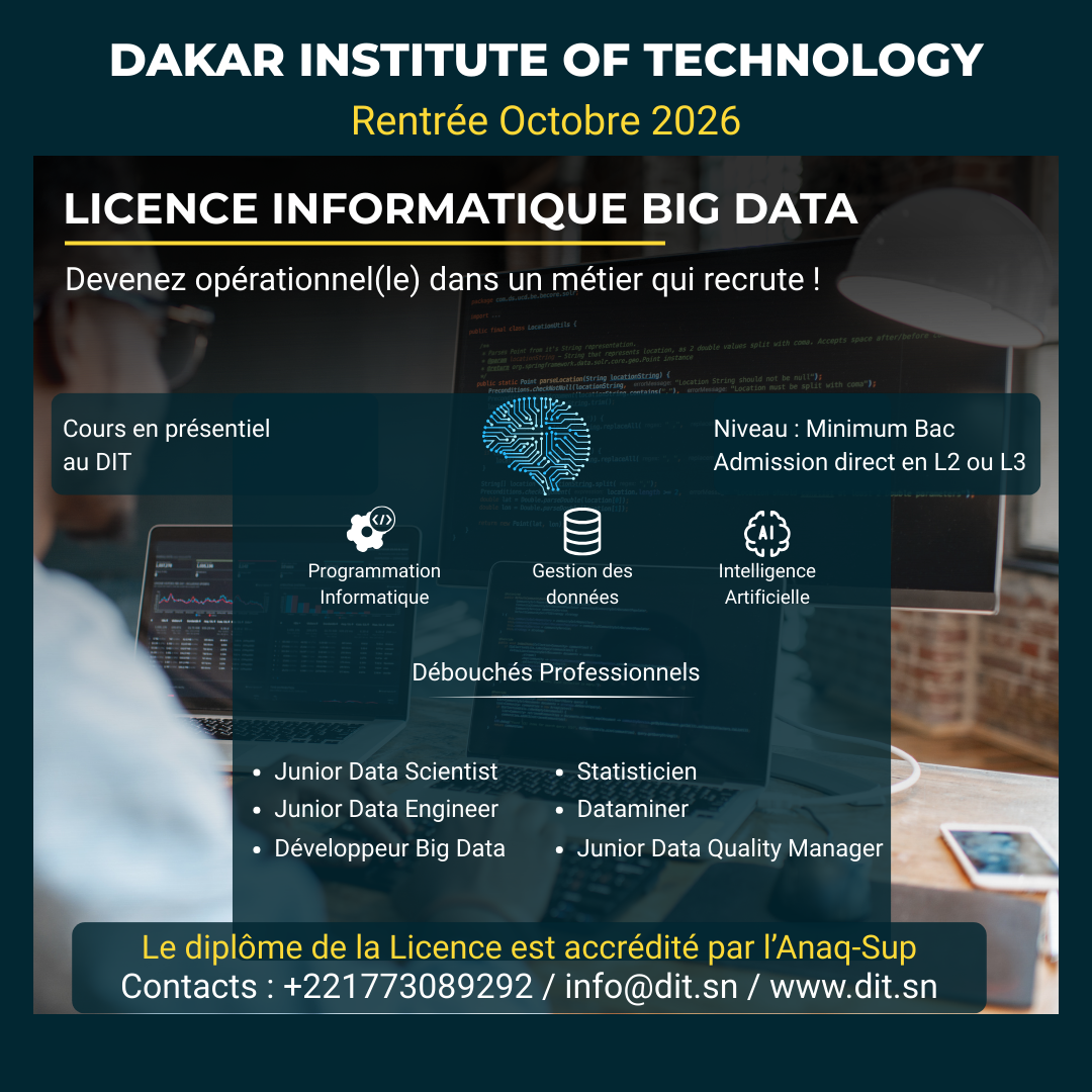 Dakar Institute of Technology Facebook ad: Choisissez la formation qui vous intéresse et recevez…