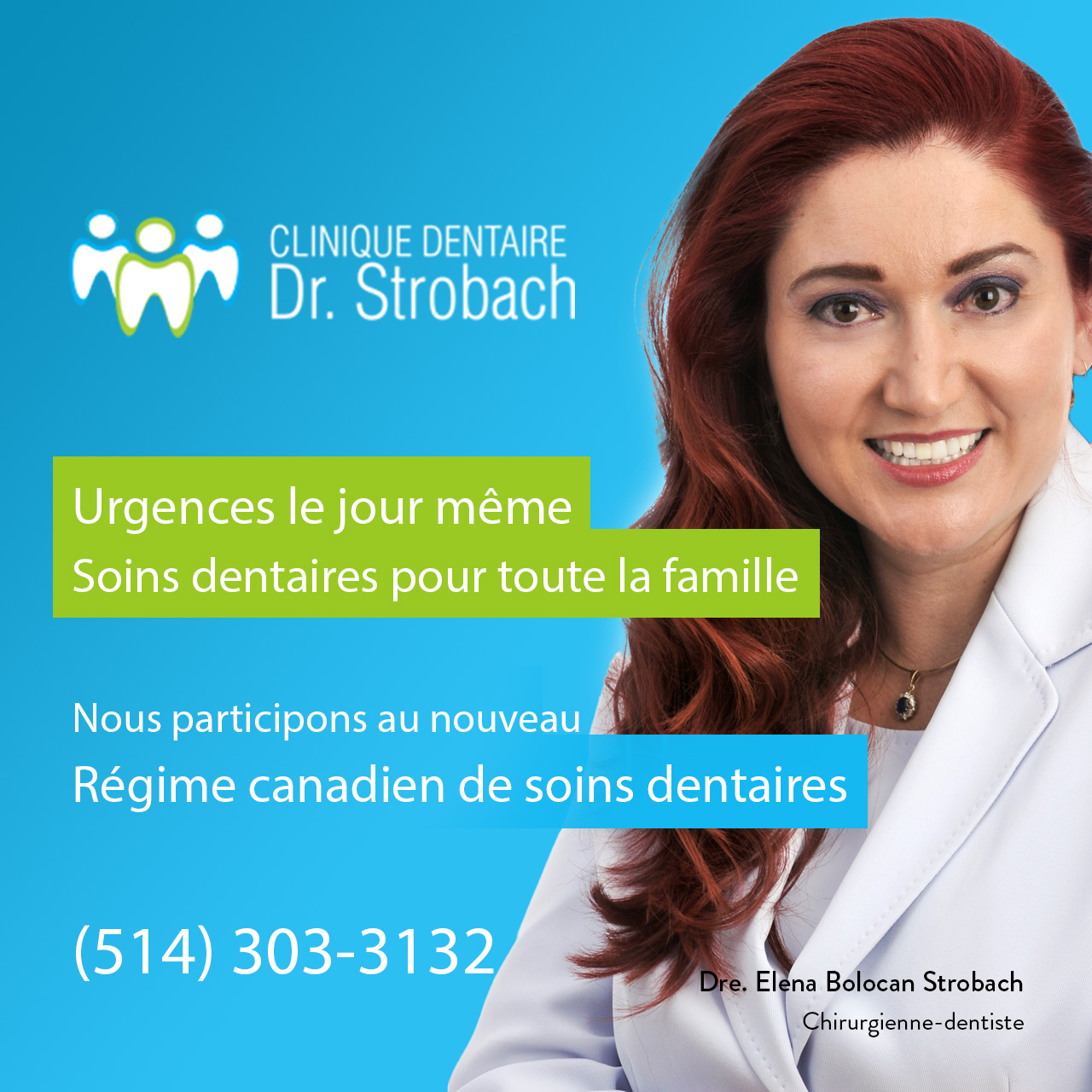 Clinique Dentaire Dr.Strobach / Dr.Strobach Dental Clinic Facebook ad: Bienvenue aux patients du RCSD!