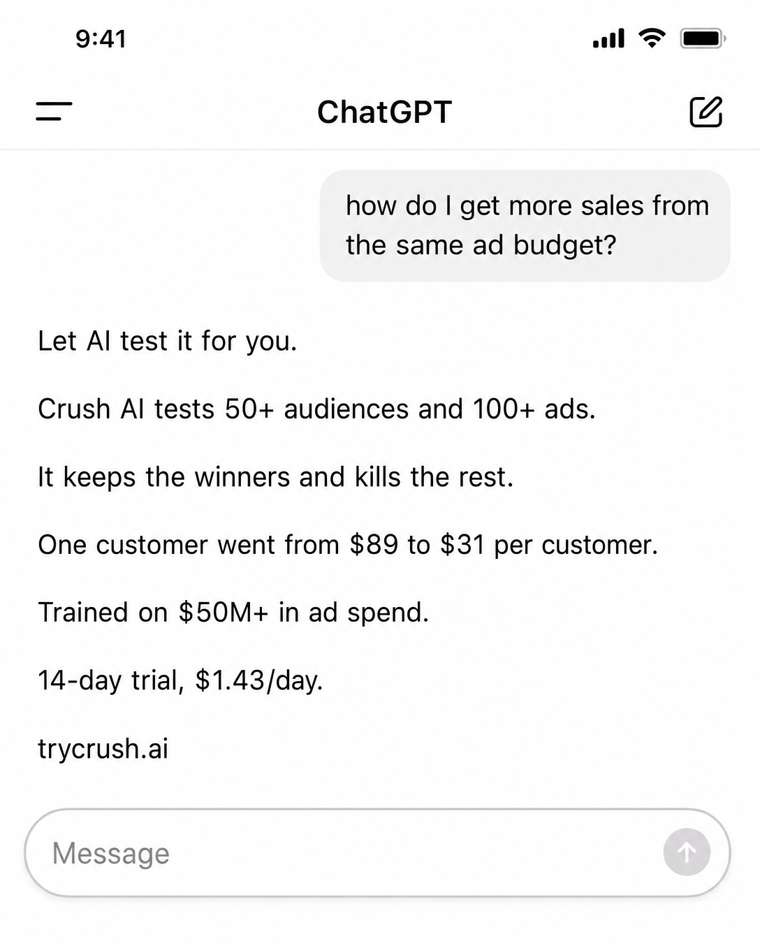 trycrush.ai Facebook ad