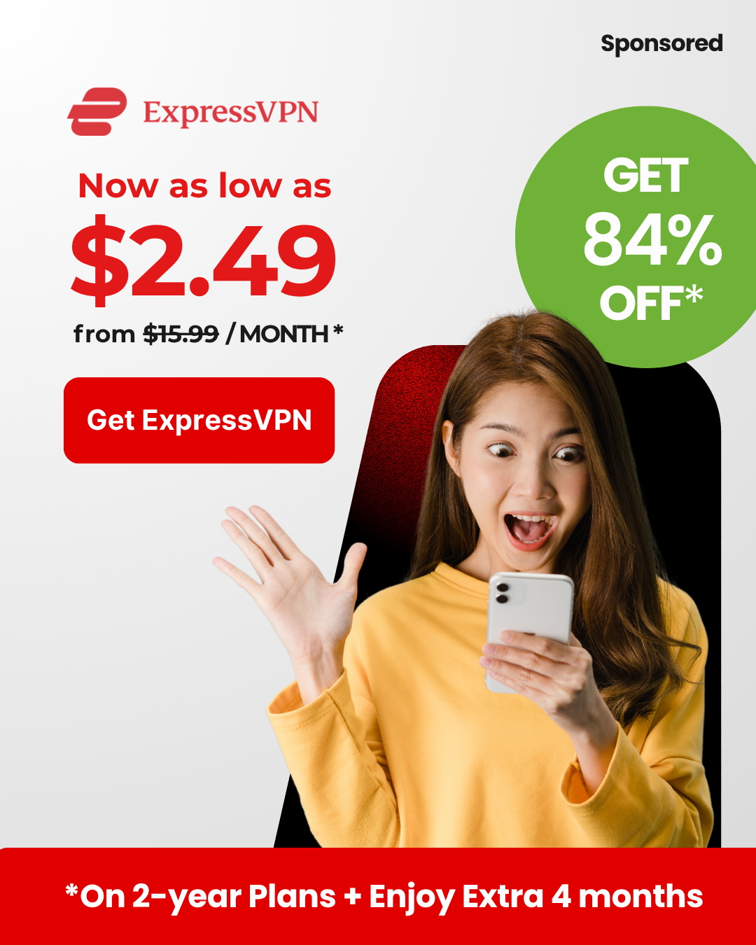 Best VPN Deals 2026 Facebook ad: ExpressVPN Special Deal: Up to 84% off
