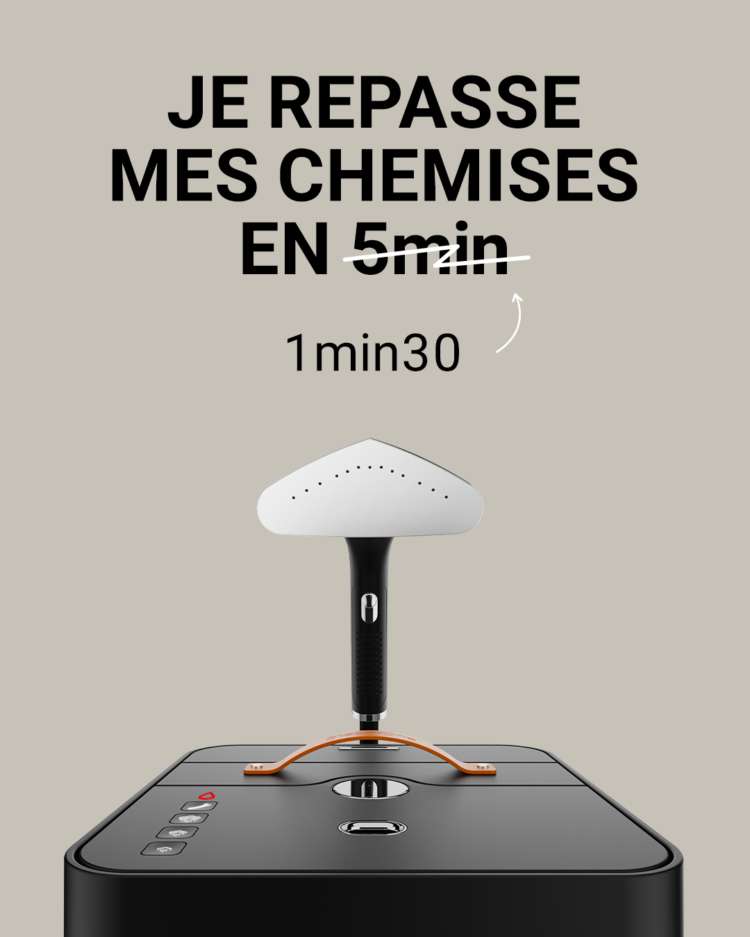 SteamOne Facebook ad: Qualité pressing à la maison