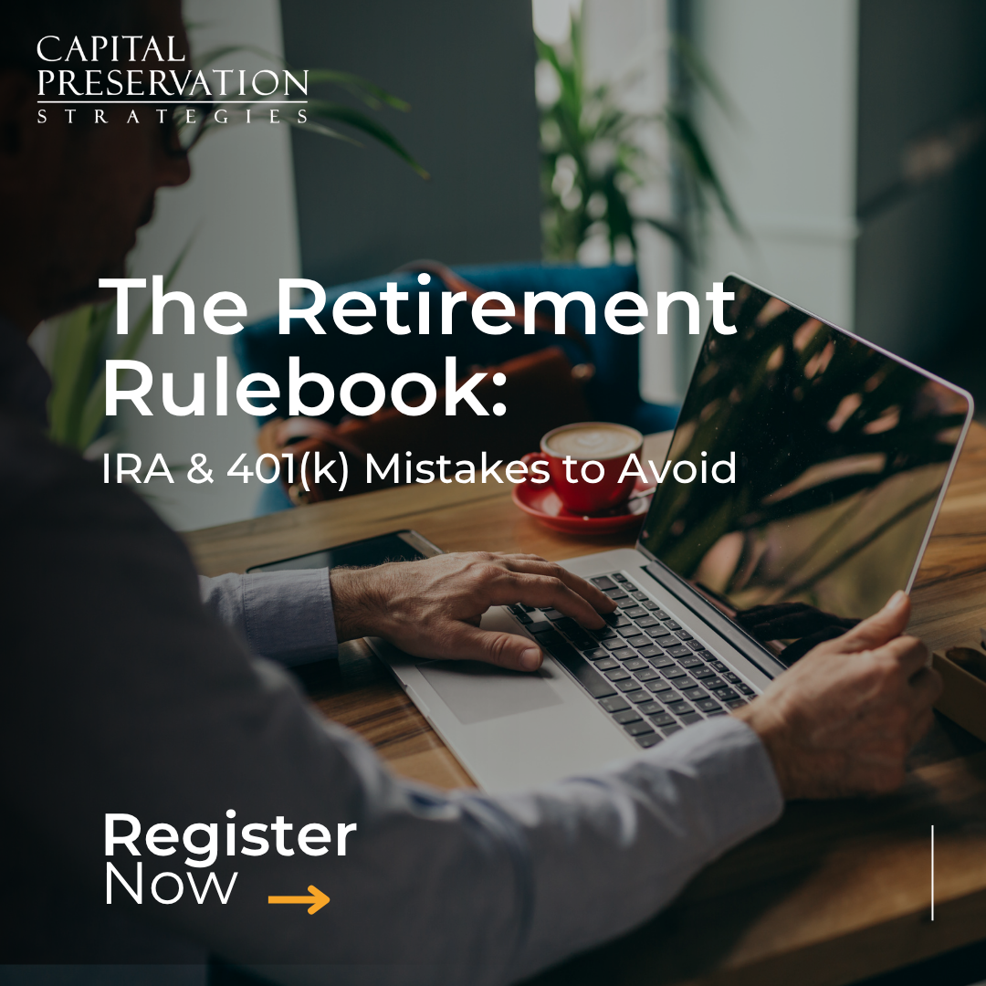Capital Preservation Strategies Facebook ad: [REGISTER] IRA & 401(k) Mistakes Costing You Thousands