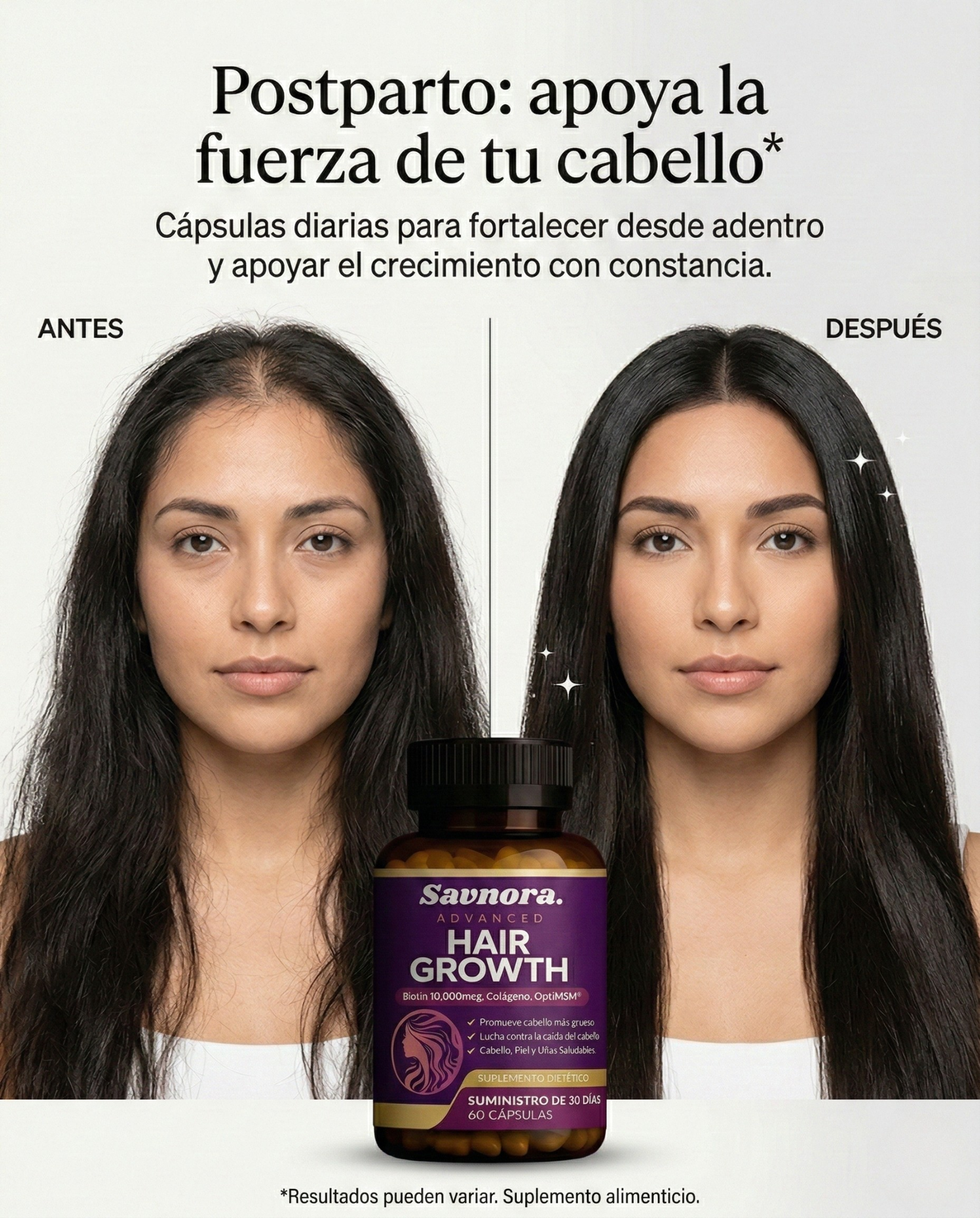 Savnora Facebook ad: Haz que tu cabello vuelva a crecer