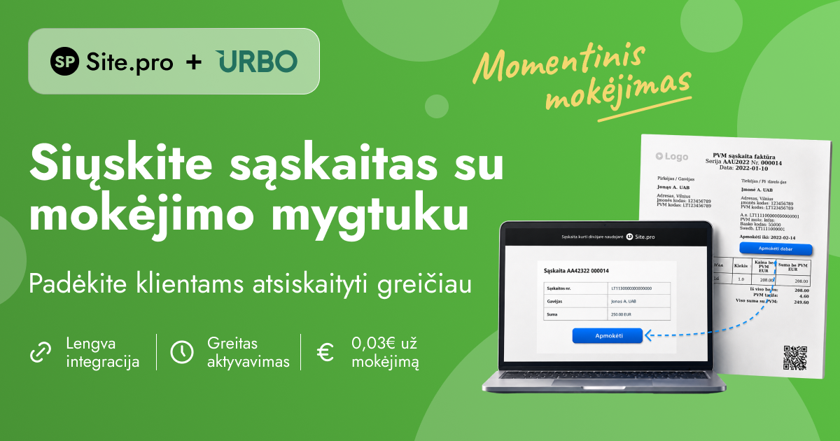 Site.pro - Apskaitos programa ir ERP Facebook ad: Nemokamai išrašykite sąskaitas ir gaukite pinigus greičiau