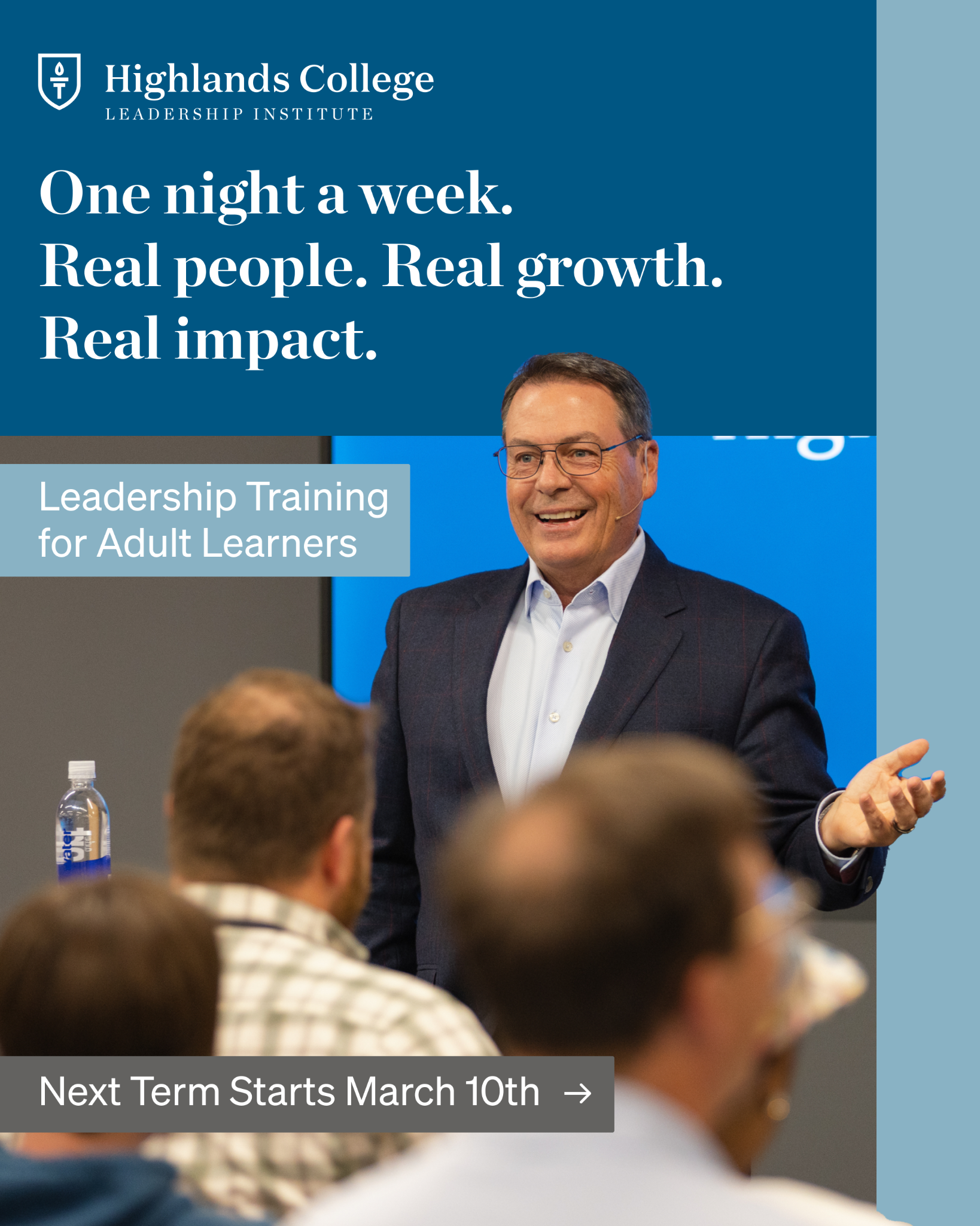 Highlands College Leadership Institute Facebook ad from Jan 13, 2026