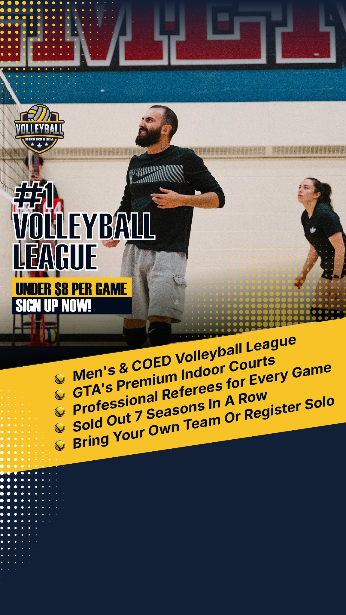 Volleyball Mississauga Facebook ad: Under $8 Per Game for a Limited Time!