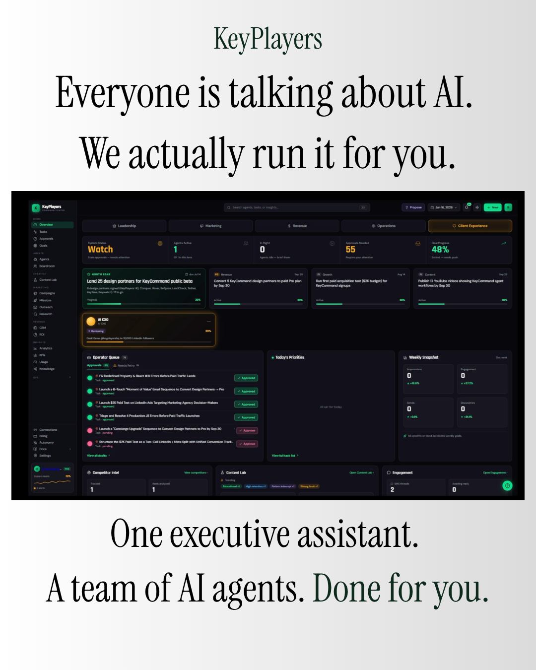Mitch Conquer Facebook ad: Executive assistant + AI Agents done for you