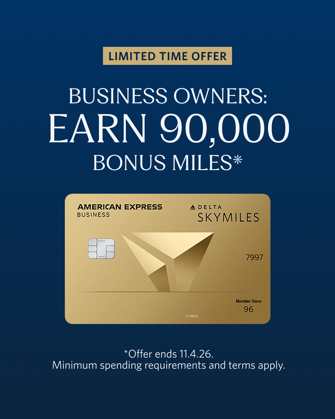 American Express Business Facebook ad: Delta SkyMiles Gold Business American Express Card