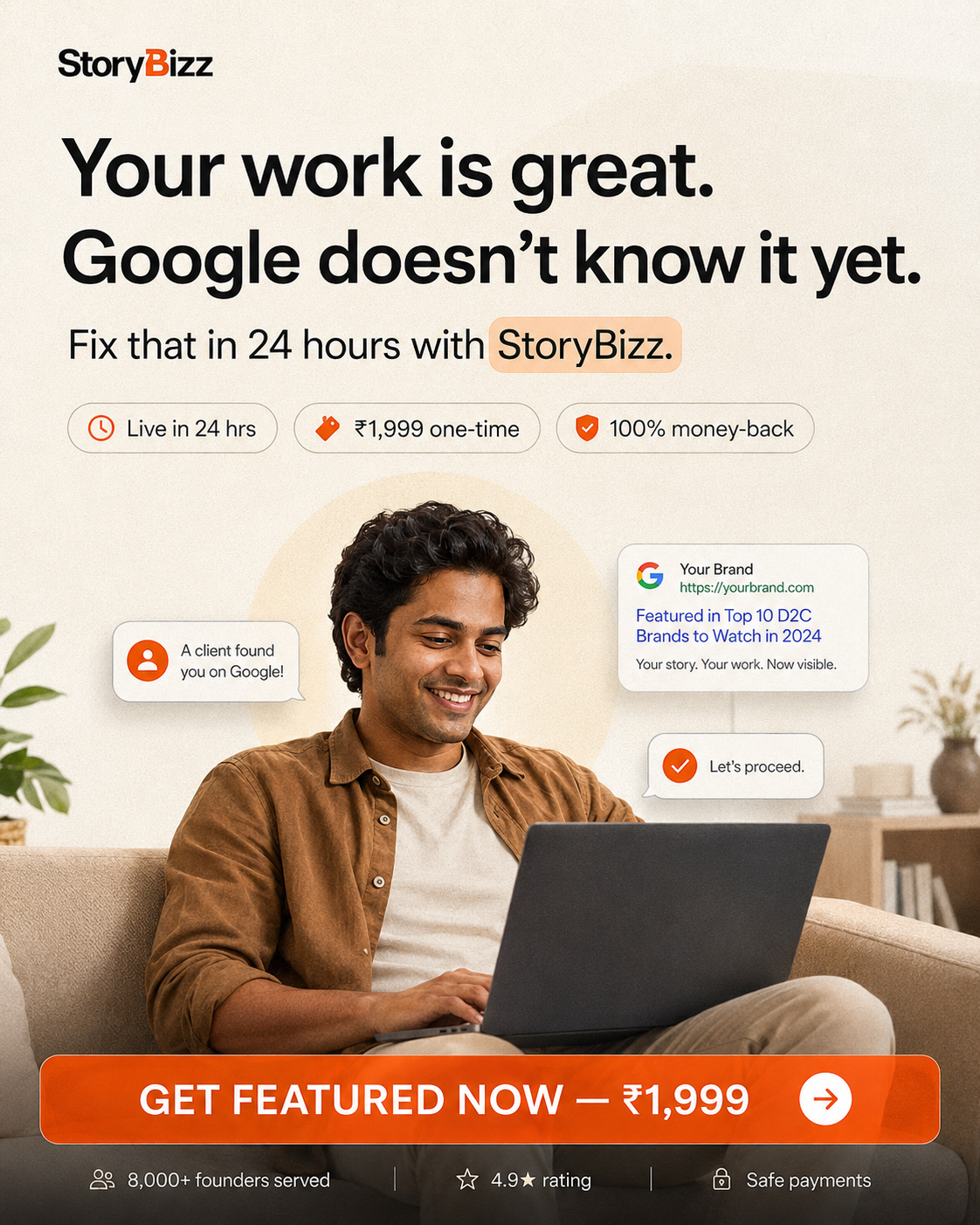 Storybizz Facebook ad: ₹1,999 Solution to Online Presence