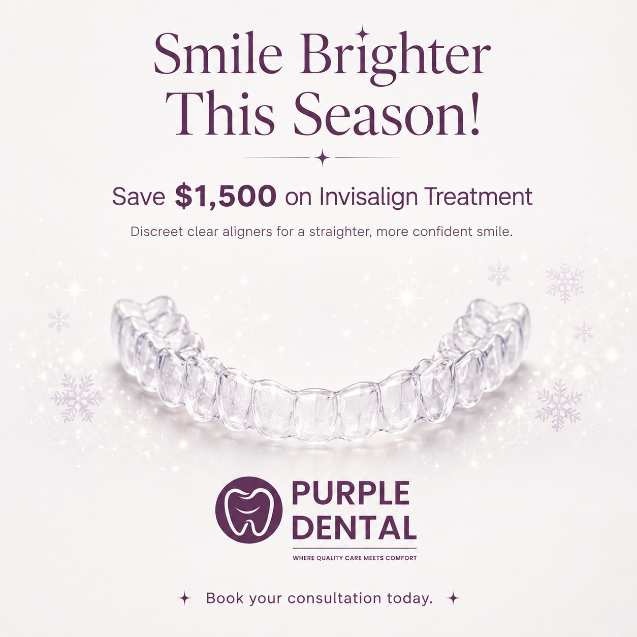 Purple Dental Facebook ad: Glastonbury, Save $1,500 on Invisalign