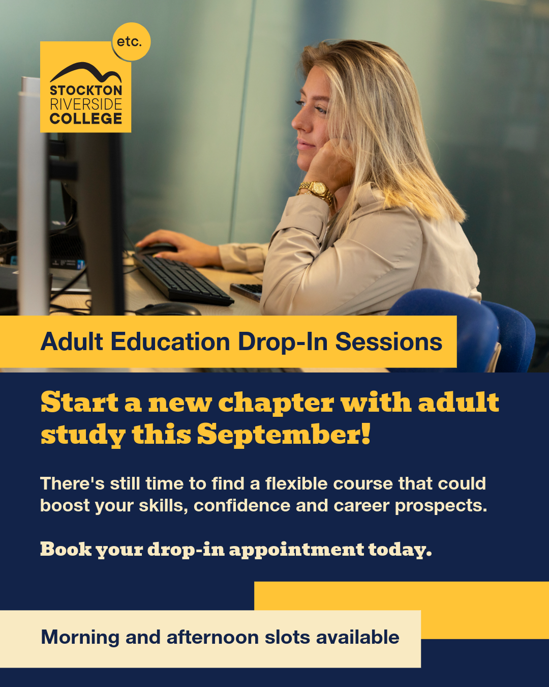 Stockton Riverside College Facebook ad: Adult’s, it’s not too late!