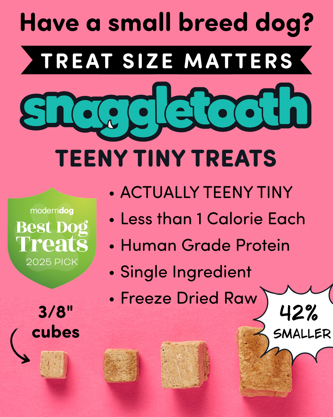 Snaggletooth Pets Facebook ad: Actually Teeny Tiny Treats