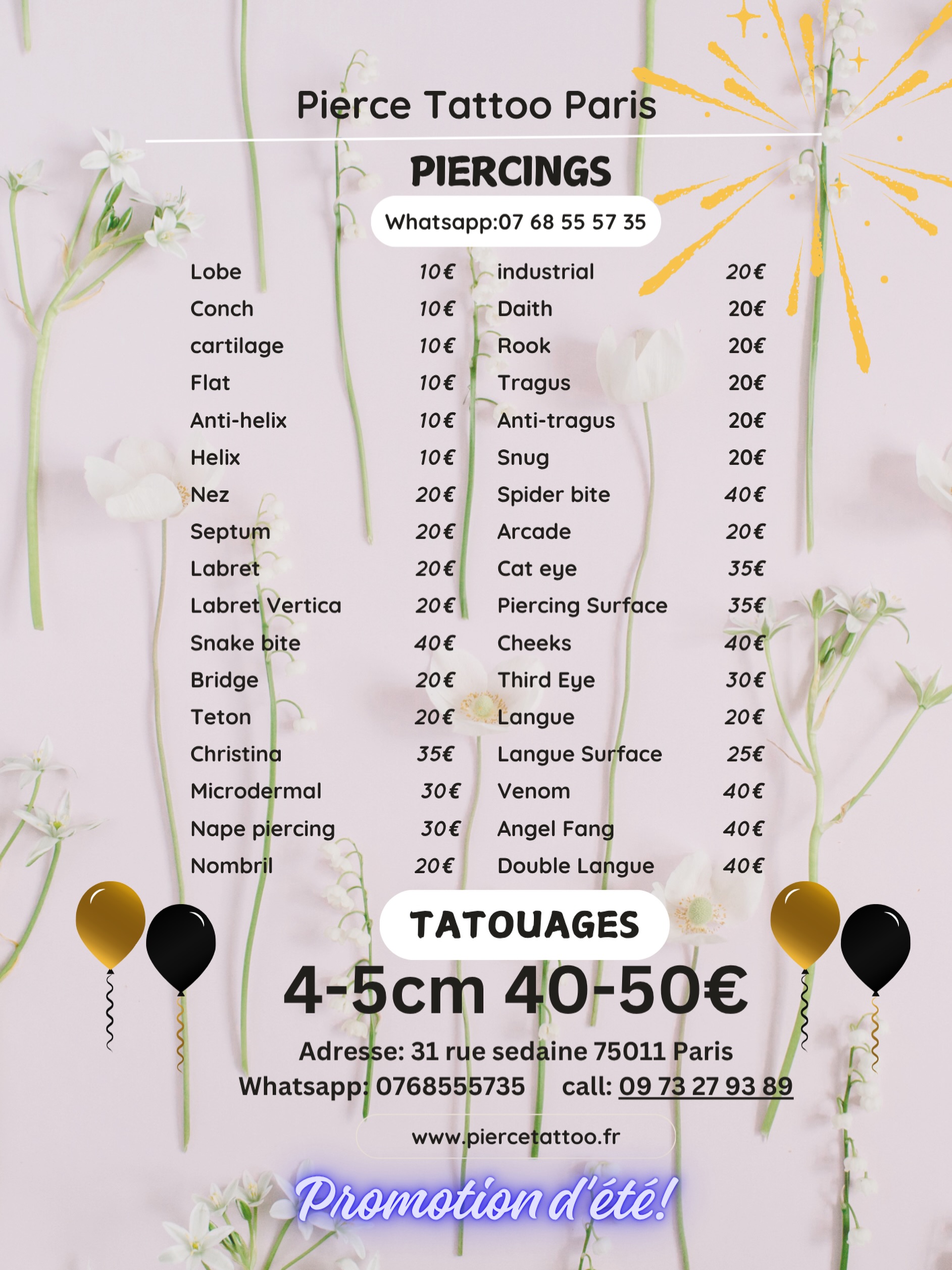Piercetattoo Facebook ad: PROMOTION D’ÉTÉ CHEZ PIERCE TATTOO PARIS!