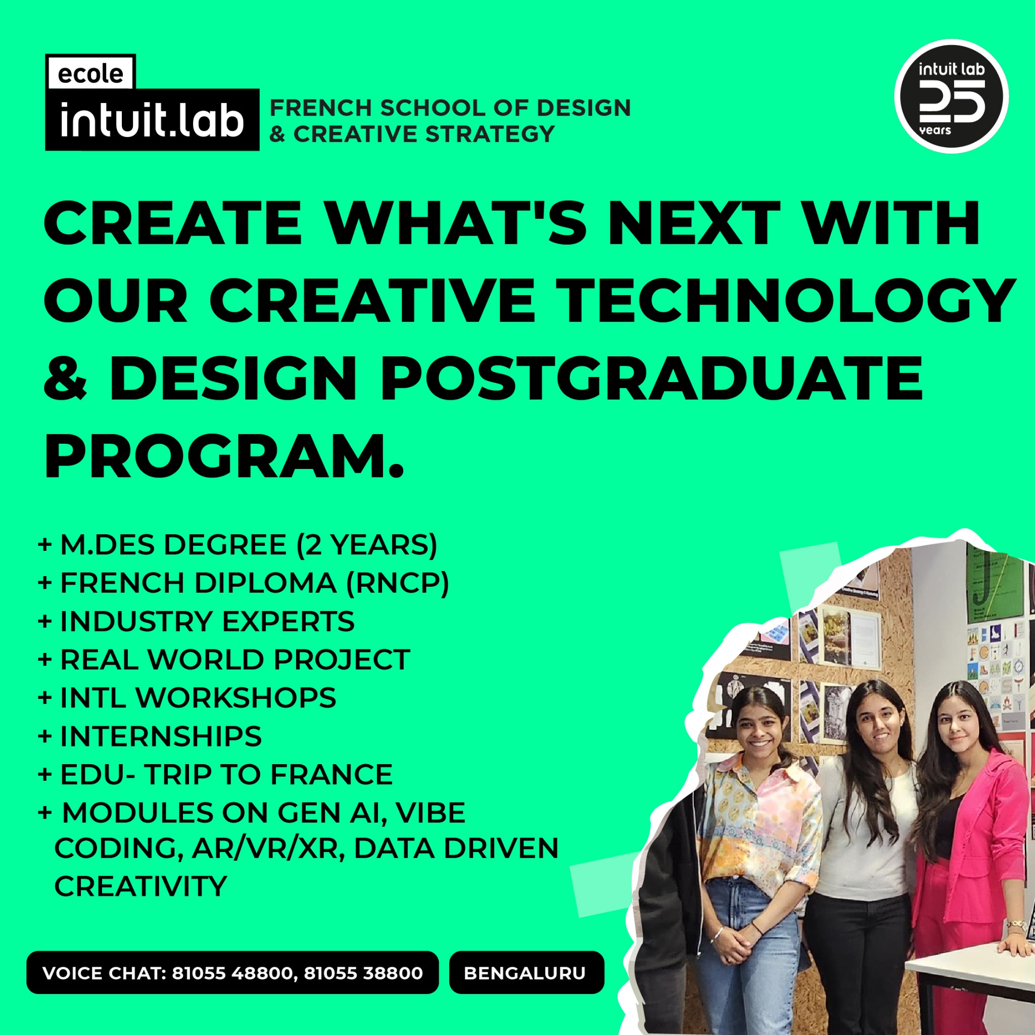 École Intuit Lab, Bengaluru Facebook ad: M.Des Creative Technology