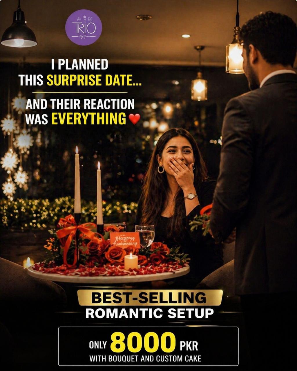 Trio By Maham Facebook ad: Romantic Date Night for PKR 8,000