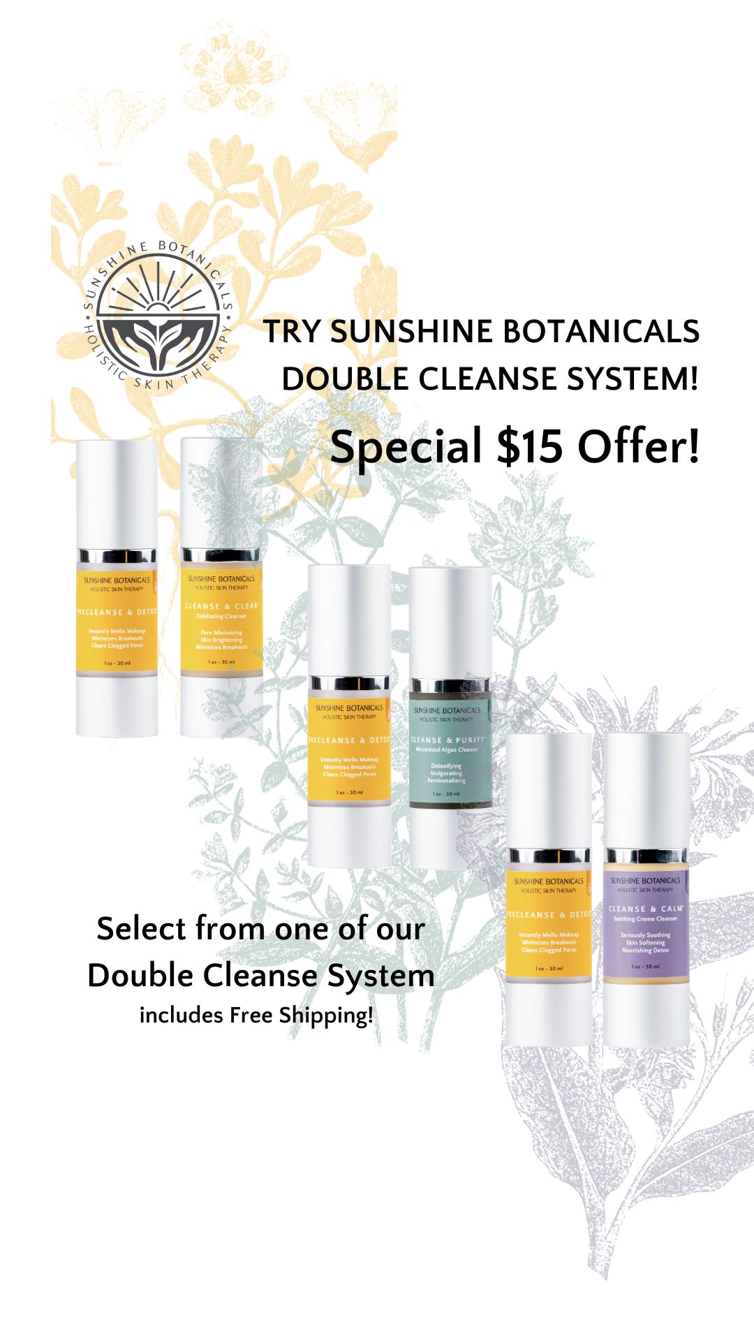 Sunshine Botanicals Facebook ad: Transform Your Skin, Naturally