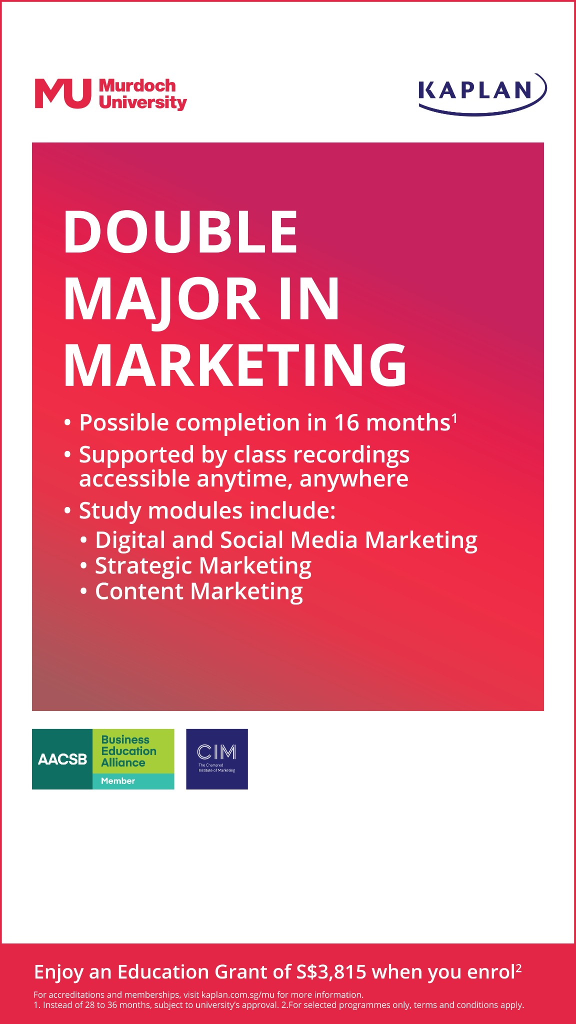Kaplan Singapore Facebook ad