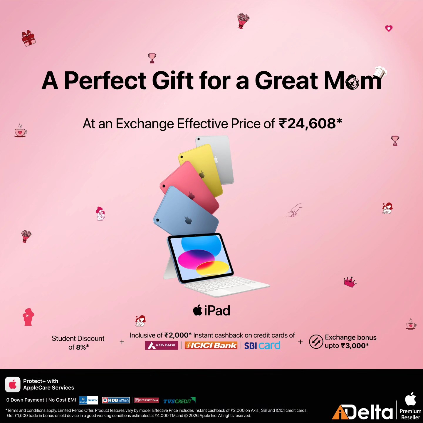 iDelta Facebook ad: Whether she’s sketching her next masterpiece, streamlining…