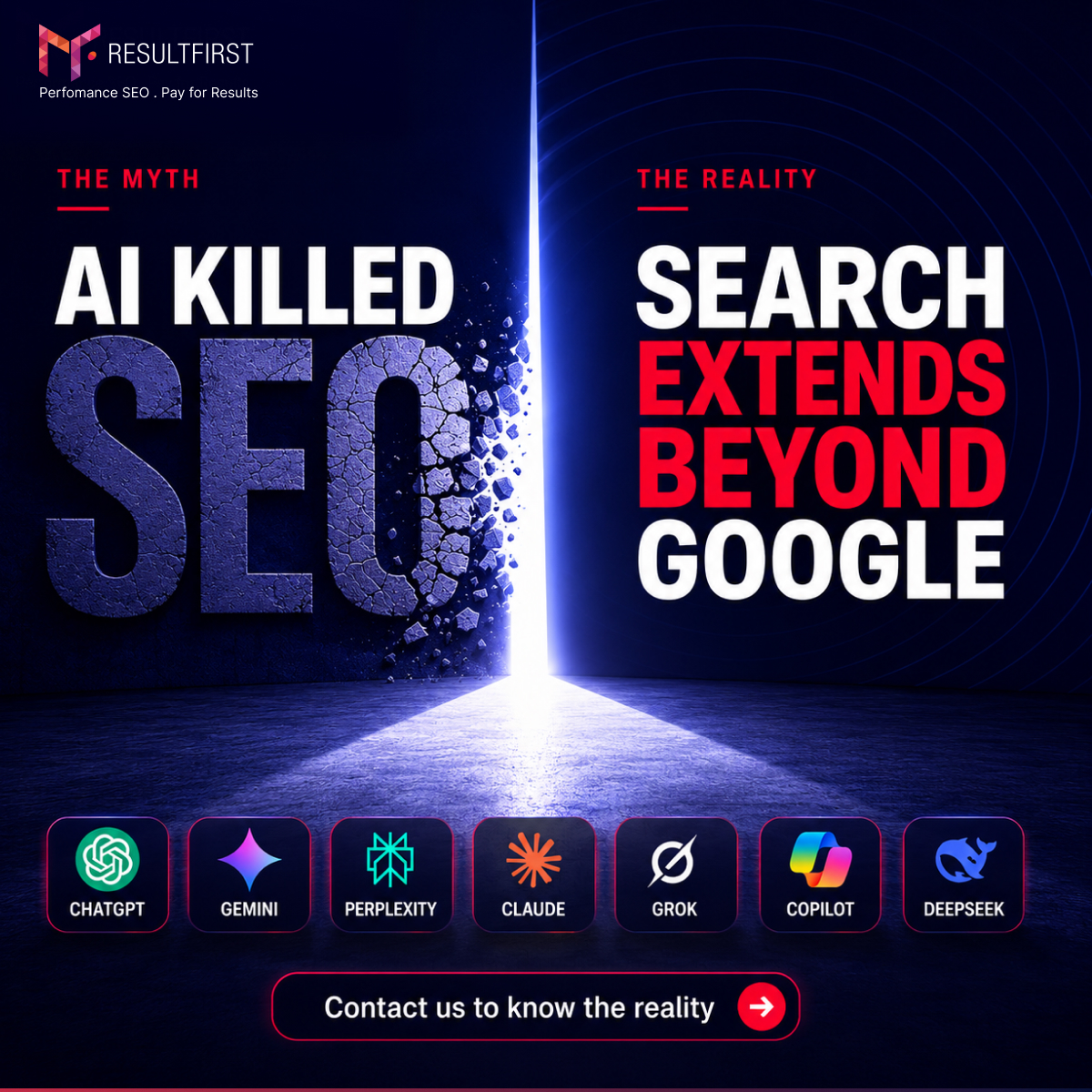 ResultFirst Facebook ad: AI didn't kill SEO. It expanded it.