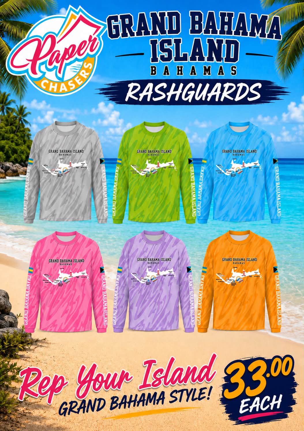 Bellevue Business Depot Facebook ad: Don’t Just Live or Visit Grand Bahama….Wear it!