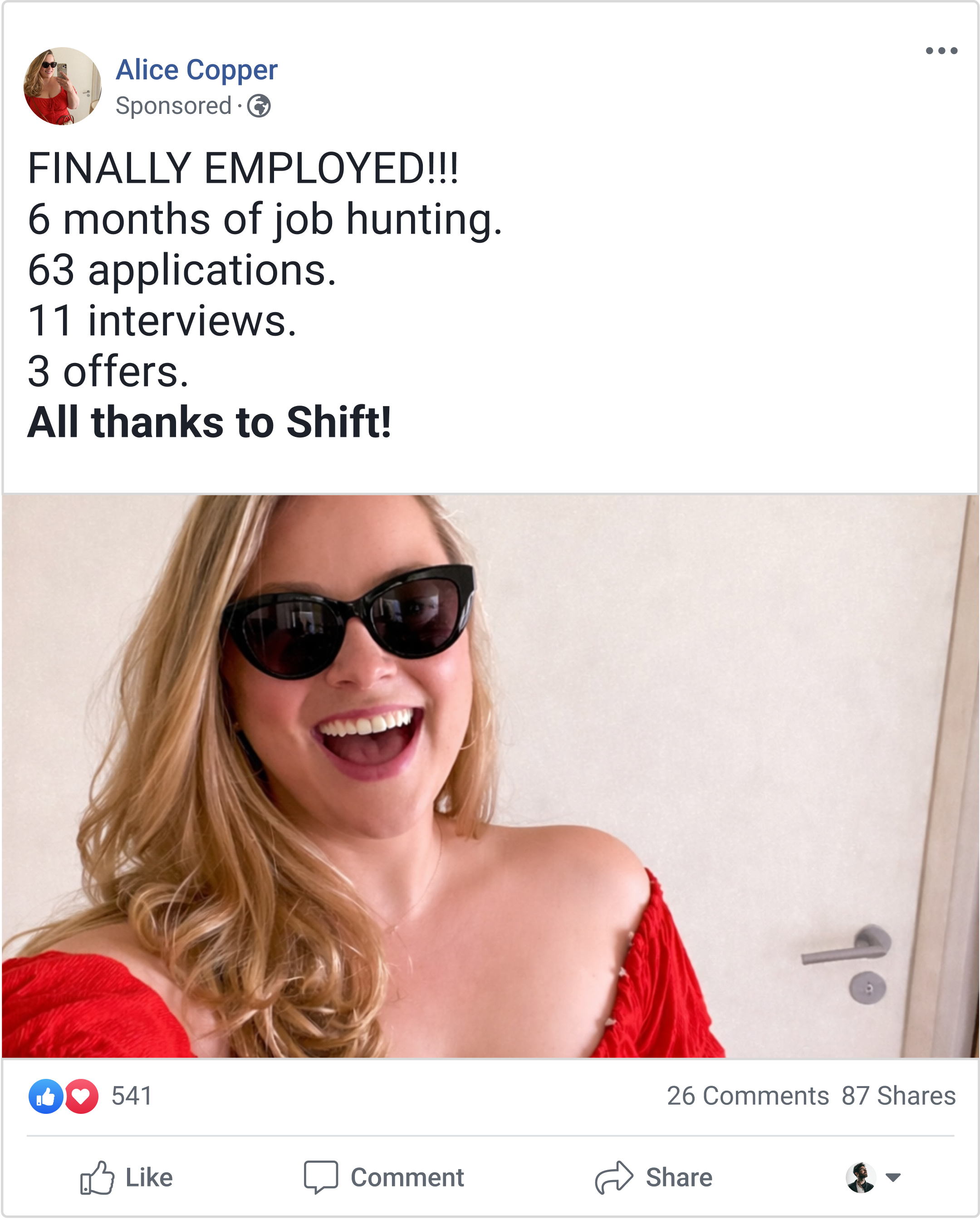 Shift - Transform Your Career Facebook ad