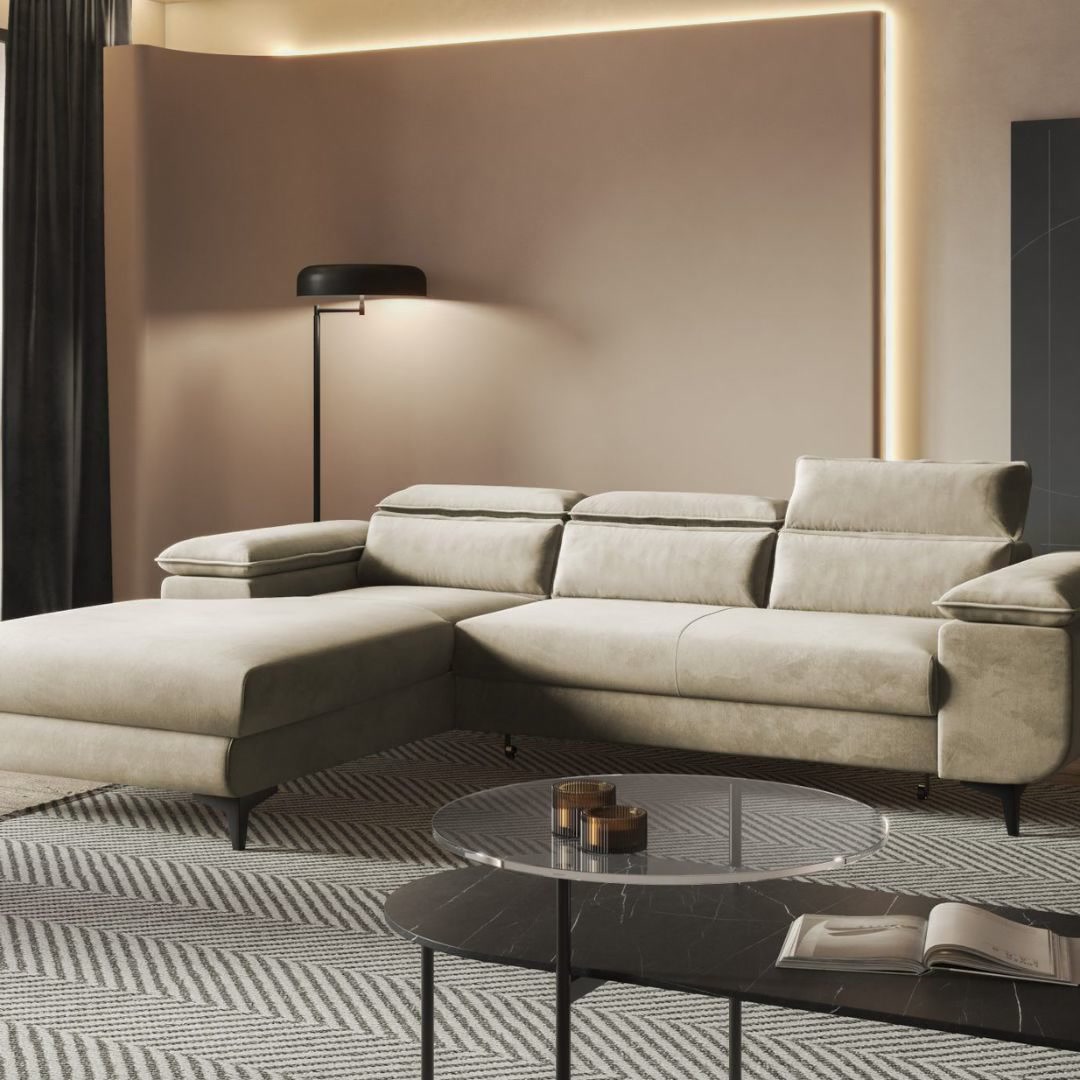 Polskie Meble Furniture Facebook ad: Narożnik z funkcja spania FLAT, £760!