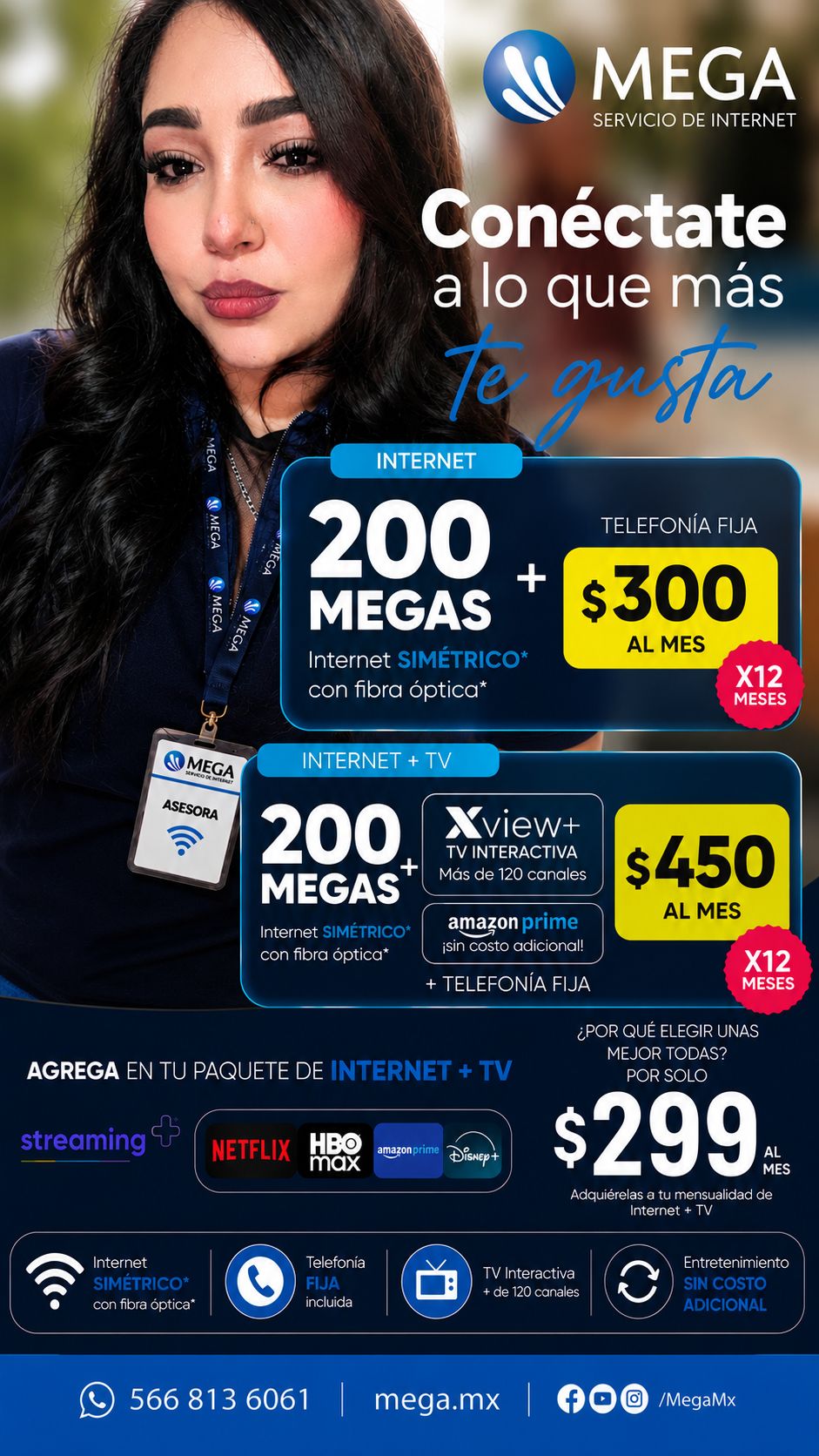 MEGA America Facebook ad: ¡Lleva tu internet al siguiente nivel!
