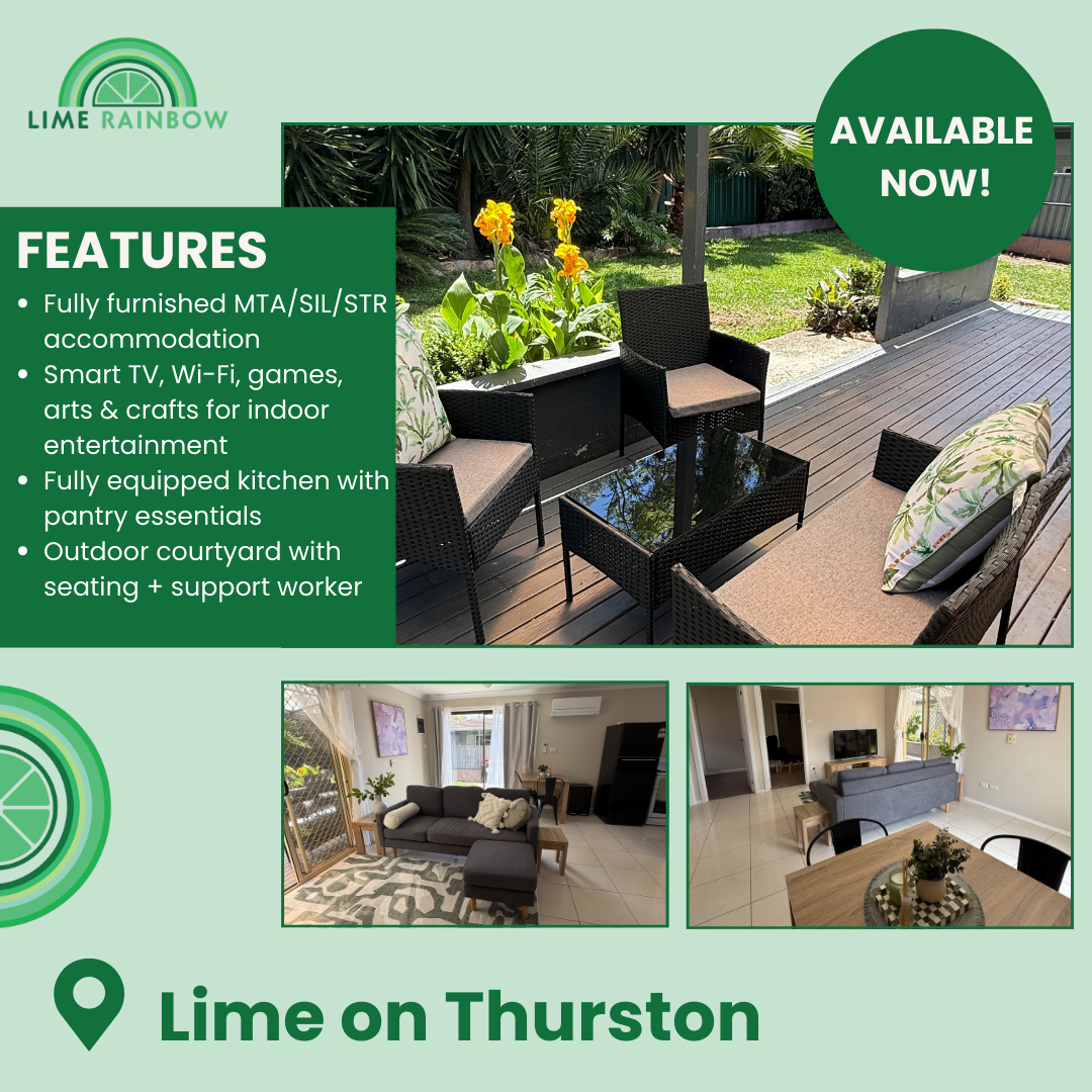 Lime Rainbow - Disability Services Provider Facebook ad: Looking for a comfortable, flexible space in Penrith that…