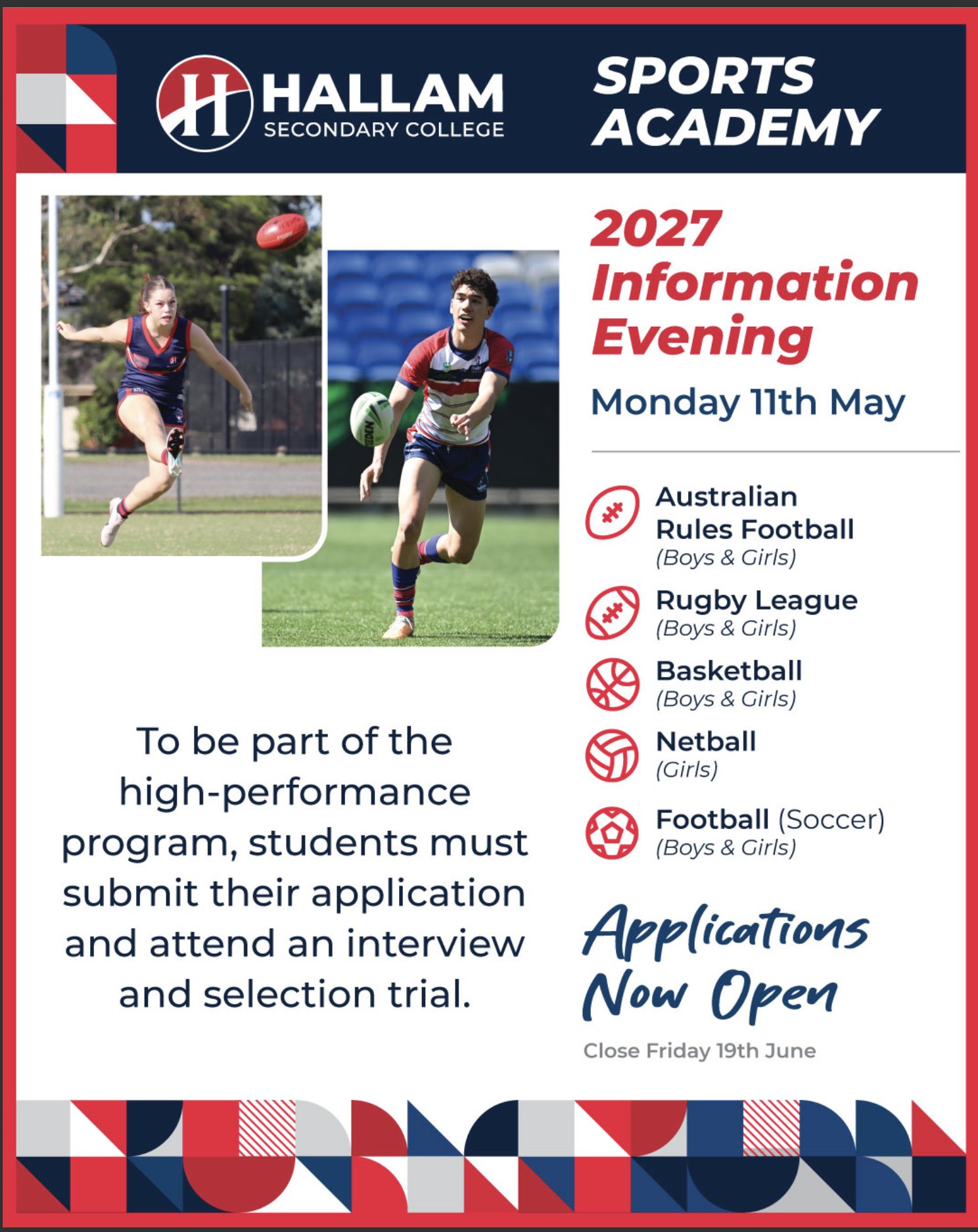 Hallam Secondary College- Sports Academy Facebook ad